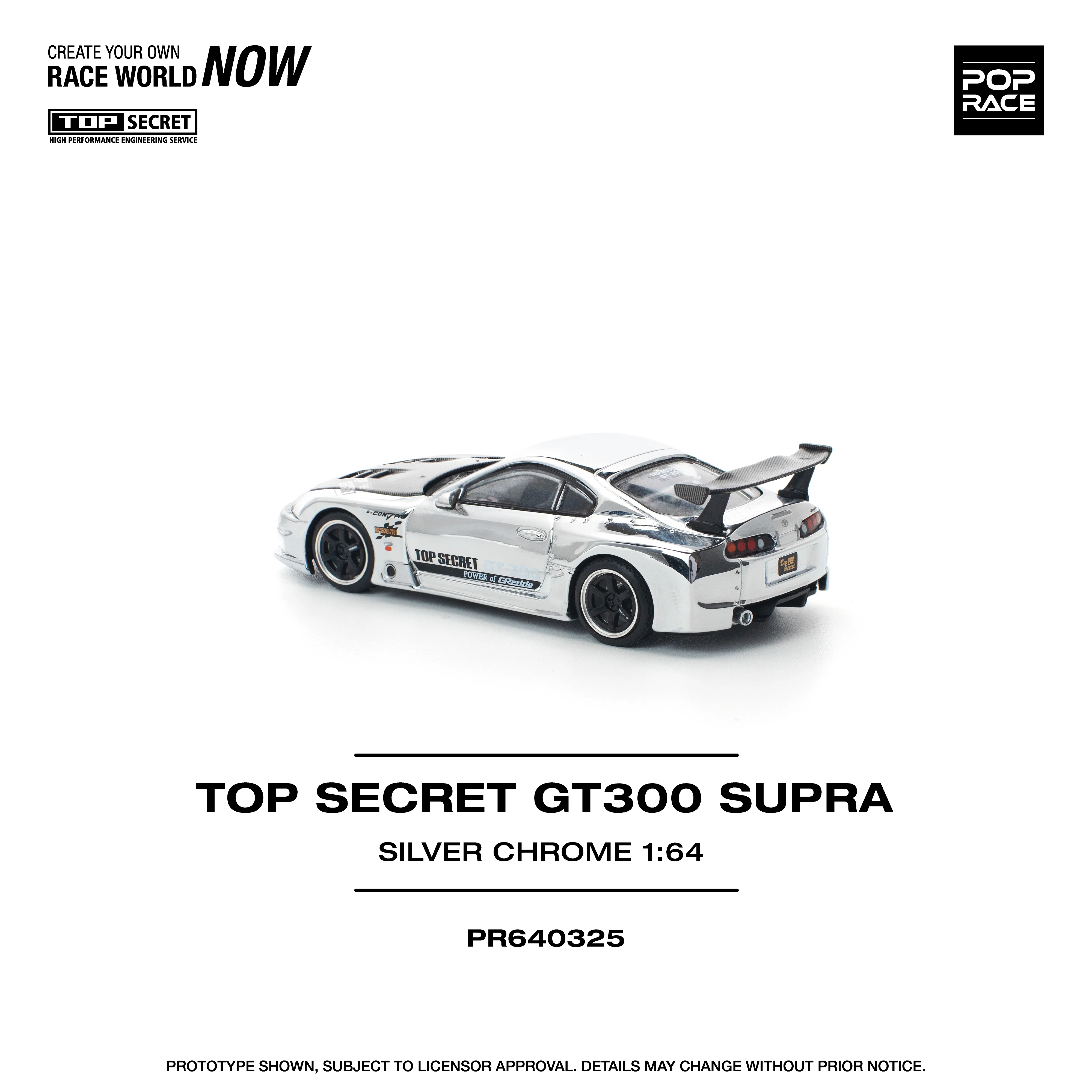 POPRACE 1/64 TOP SECRET GT300 SUPRA - SILVER CHROME PR640325 - Image 2