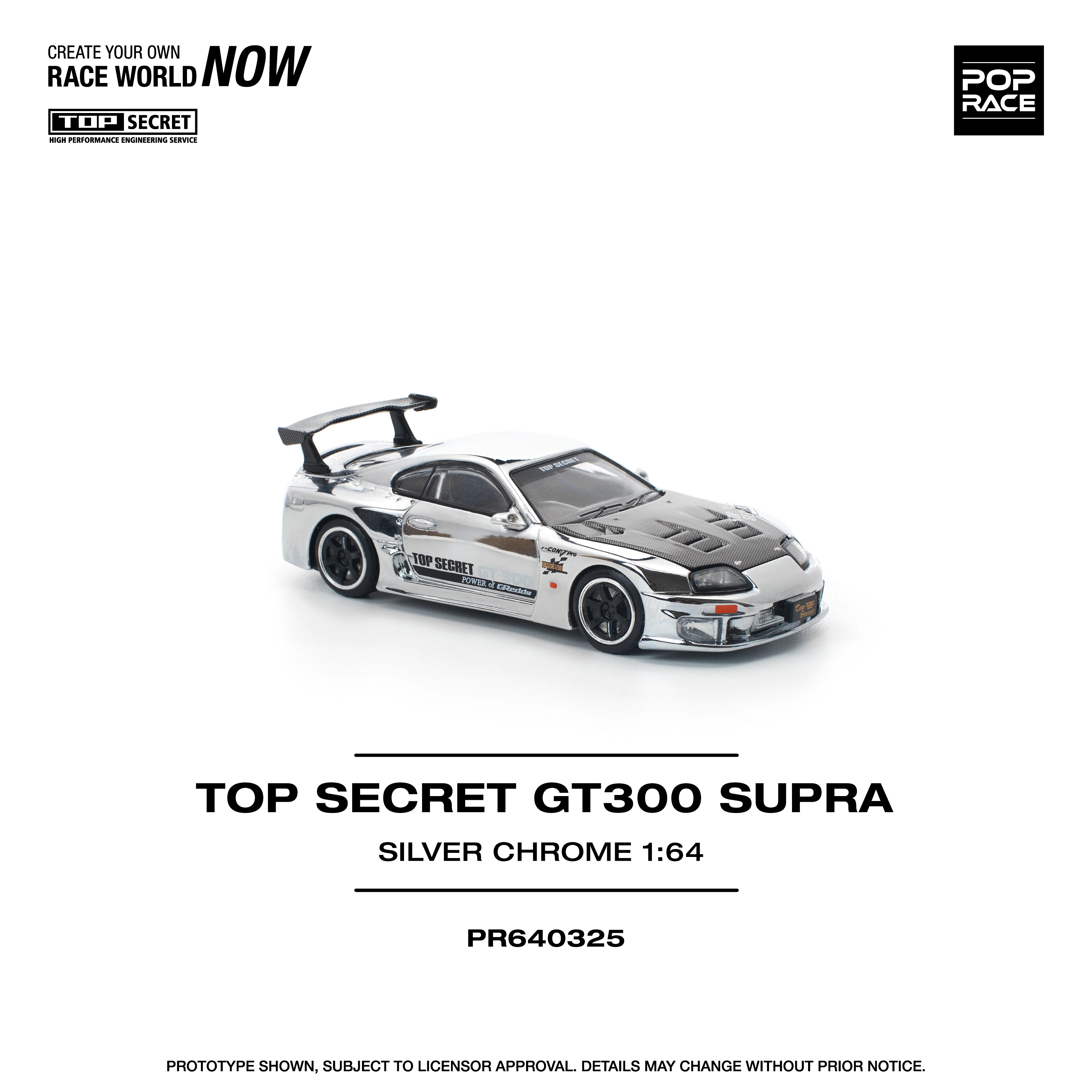 POPRACE 1/64 TOP SECRET GT300 SUPRA - SILVER CHROME PR640325 - Image 3