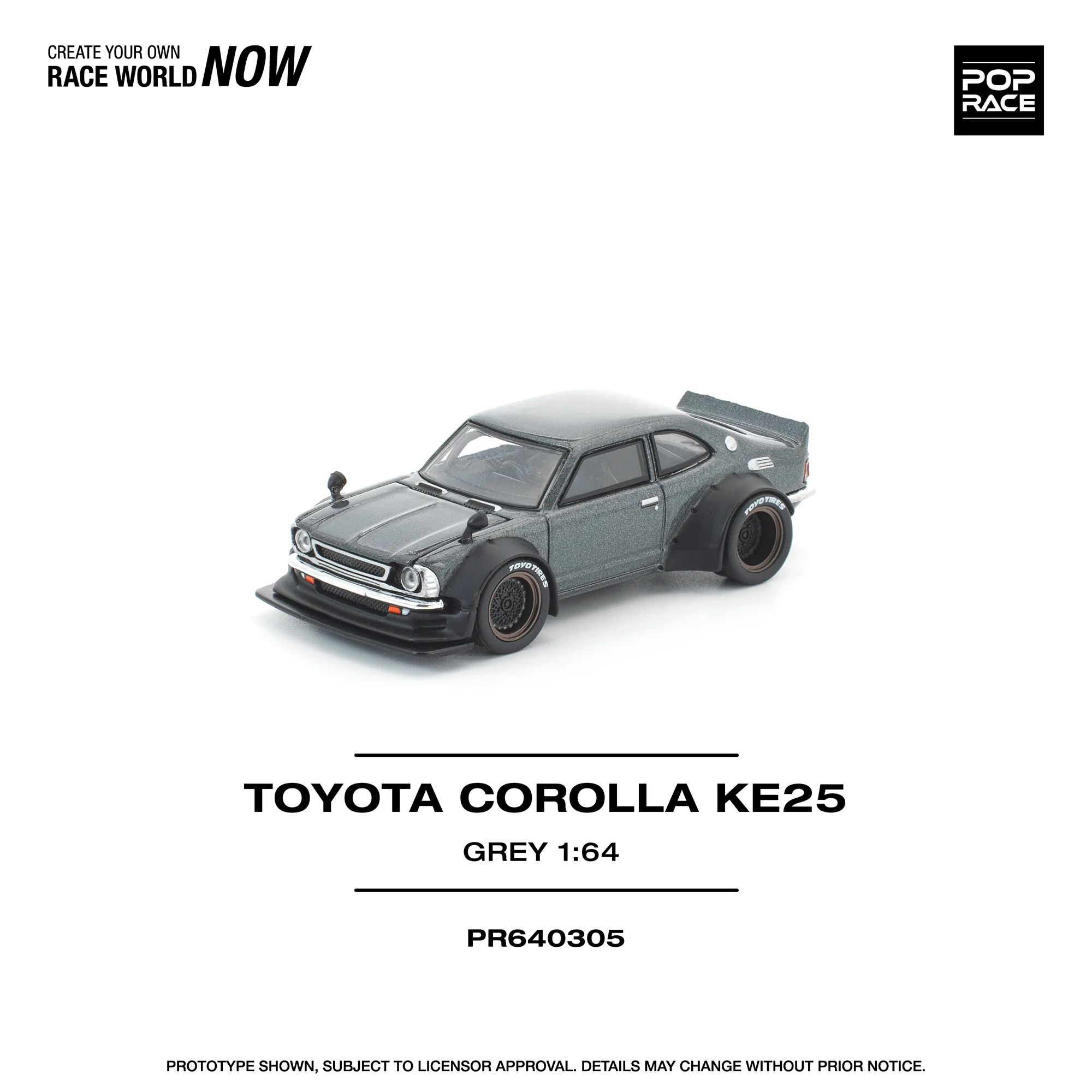 PREORDER POPRACE 1/64 TOYOTA COROLLA KE 25 MATTE GREY PR640305 (Approx. Release Date: Q3 2026 and subject to the manufacturer's final decision) - Image 3