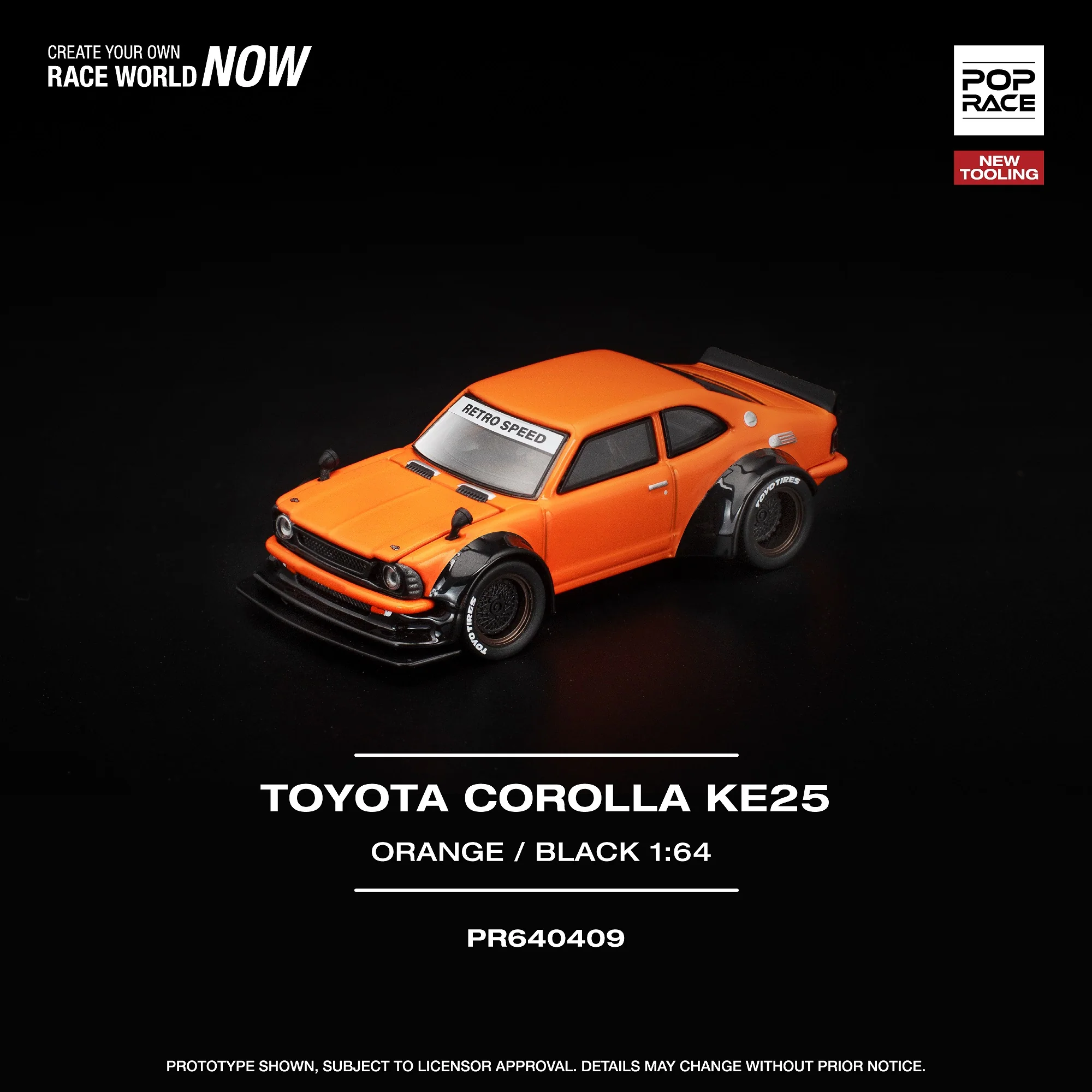 PREORDER POPRACE 1/64 TOYOTA COROLLA KE25 ORANGE PR640409 (Approx. Release Date: Q1 2026 and subject to the manufacturer's final decision) - Image 2