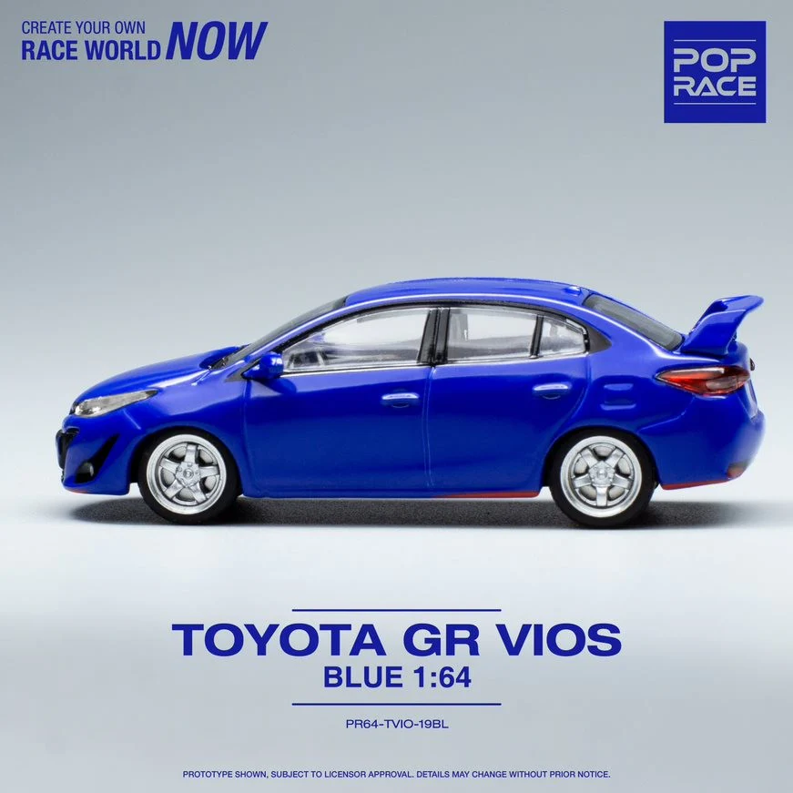 PREORDER POPRACE 1/64 TOYOTA GR VIOS BLUE PR64-TVIO-19BL (Approx. release in Q2 2023 and subject to the manufacturer's final decision) - Image 2