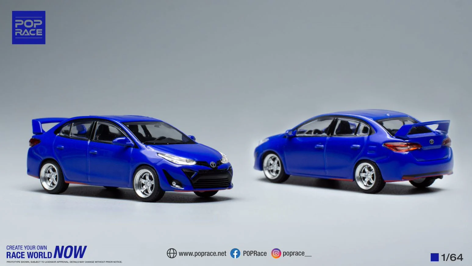 PREORDER POPRACE 1/64 TOYOTA GR VIOS BLUE PR64-TVIO-19BL (Approx. release in Q2 2023 and subject to the manufacturer's final decision) - Image 4
