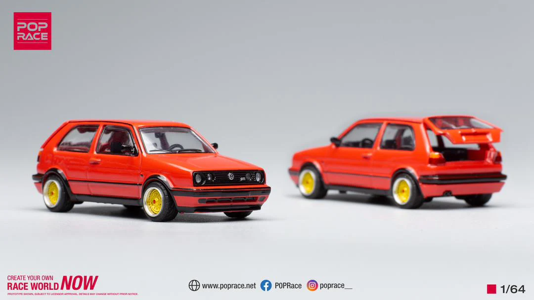 POPRACE 1/64 VOLKSWAGEN GOLF GTI MK2 RED PR64003 - Image 4