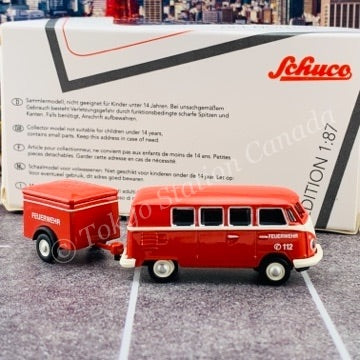 Schuco 1/87 VW T1 Bus w. Trailer Fire Engine 452661800 - Image 4