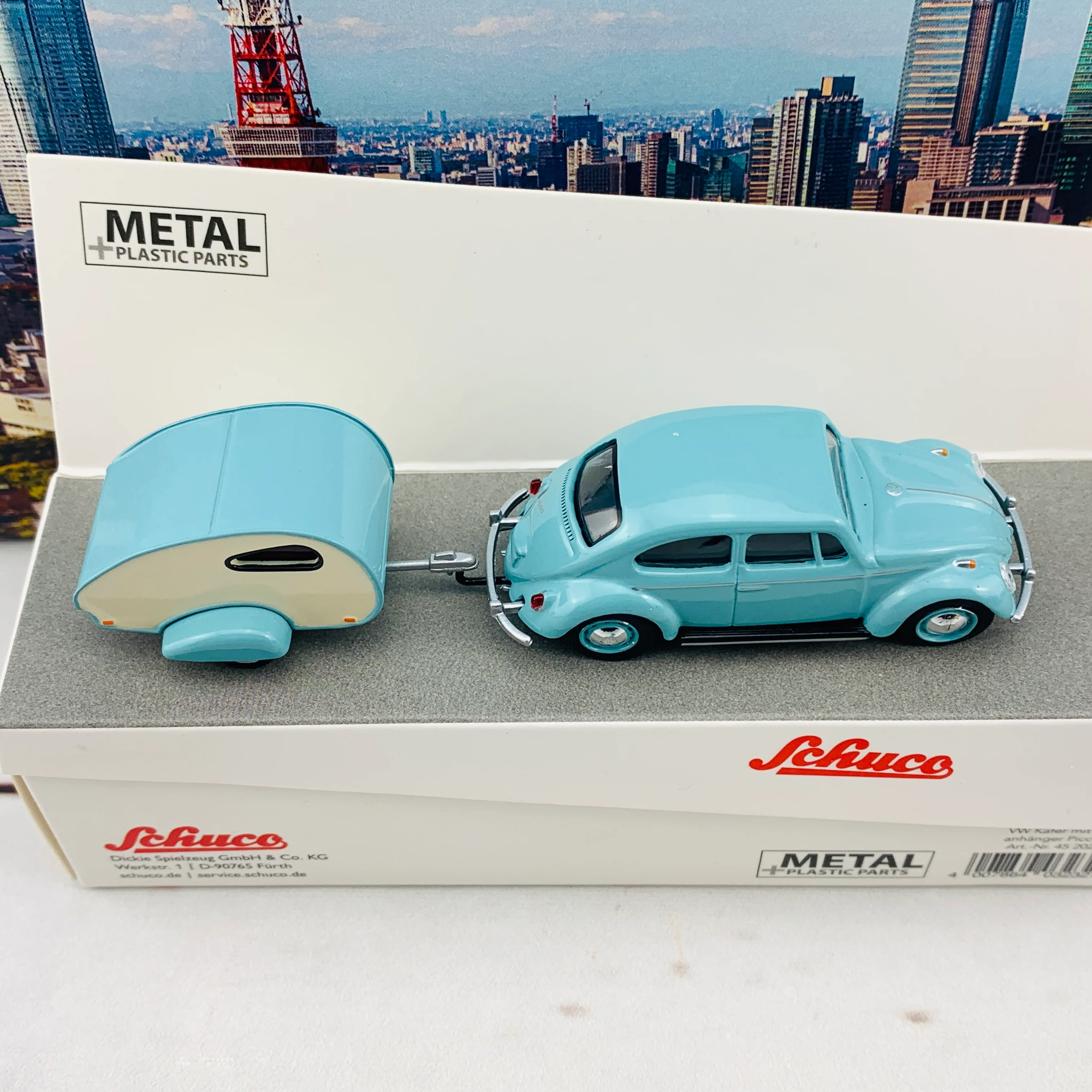 Schuco 1/64 VW Beetle with Caravan (Kafer mit Wohnanhanger) 452022500 - Image 5