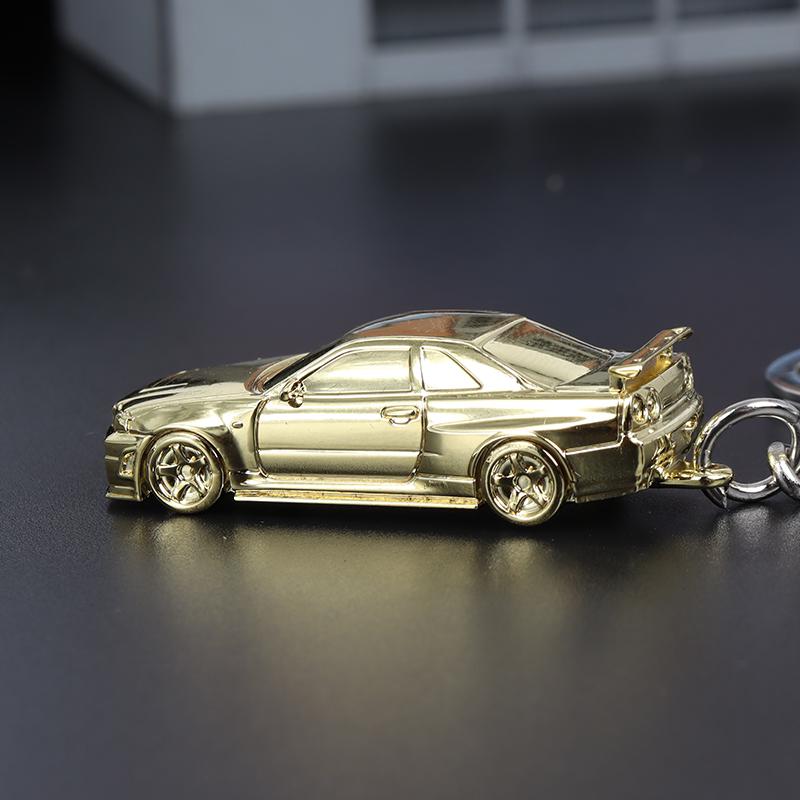Seeker 1/87 Nissan GT-R R34 Diecast Keychain - Chrome Gold - Image 2