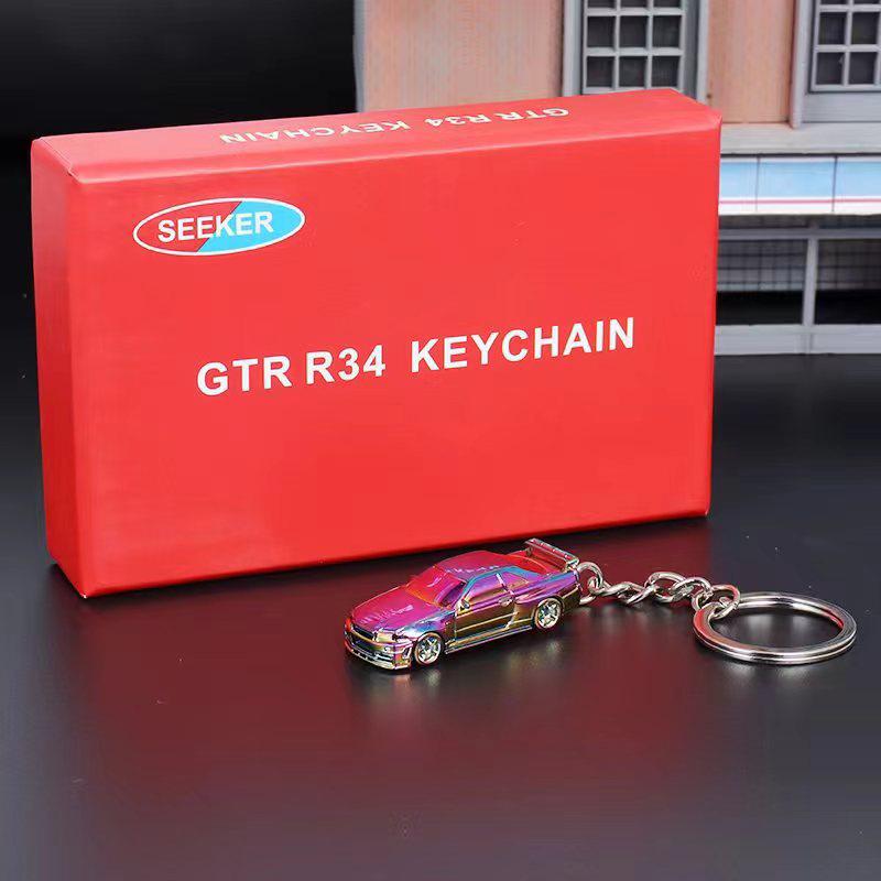 Seeker 1/87 Nissan GT-R R34 Diecast Keychain - Chrome Purple