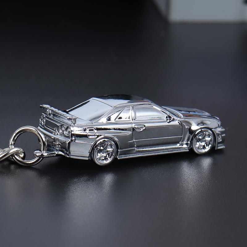 Seeker 1/87 Nissan GT-R R34 Diecast Keychain - Chrome Silver - Image 2