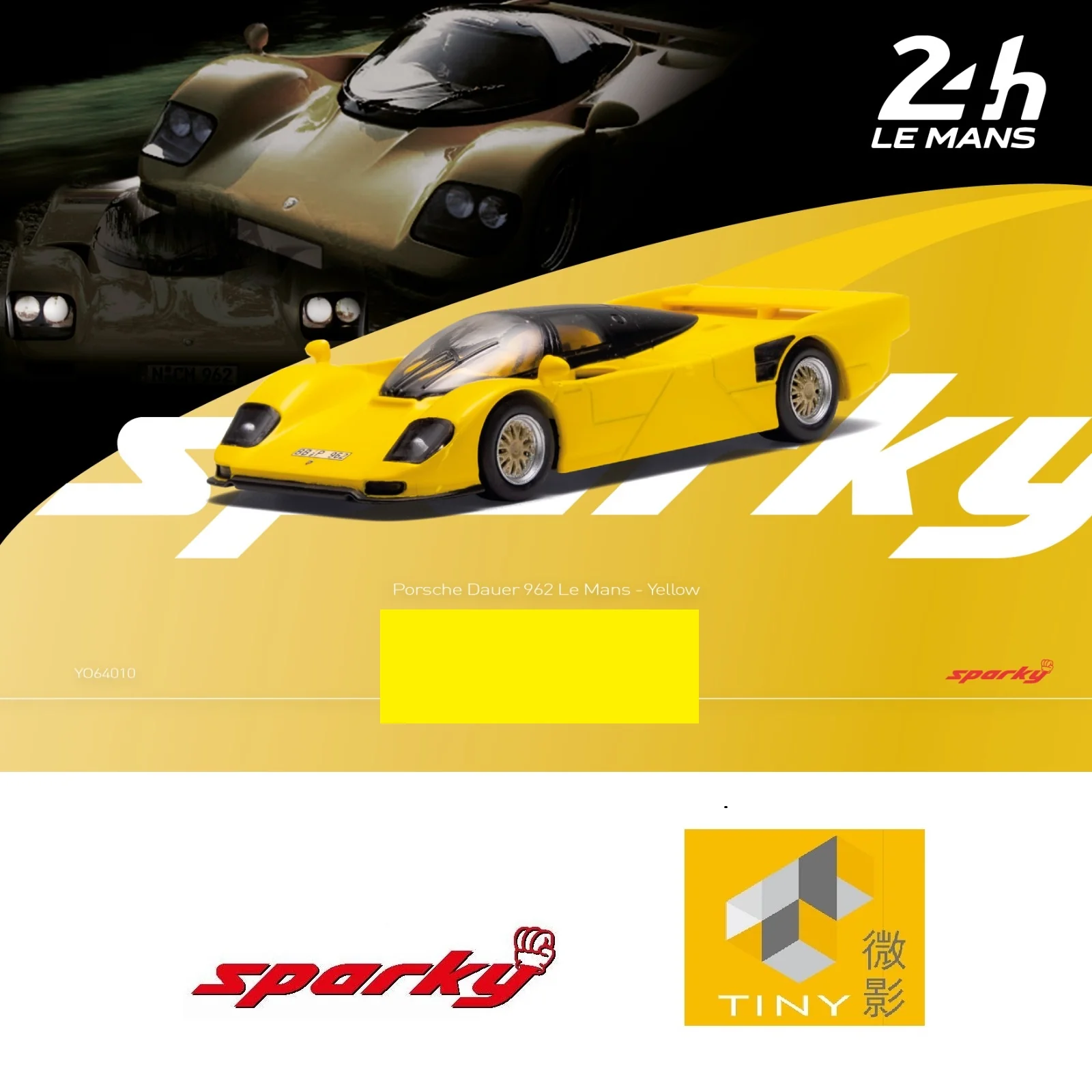 SPARKY x TINY 1/64 Porsche Dauer 962 Le Mans - Yellow YO64010 - Image 4