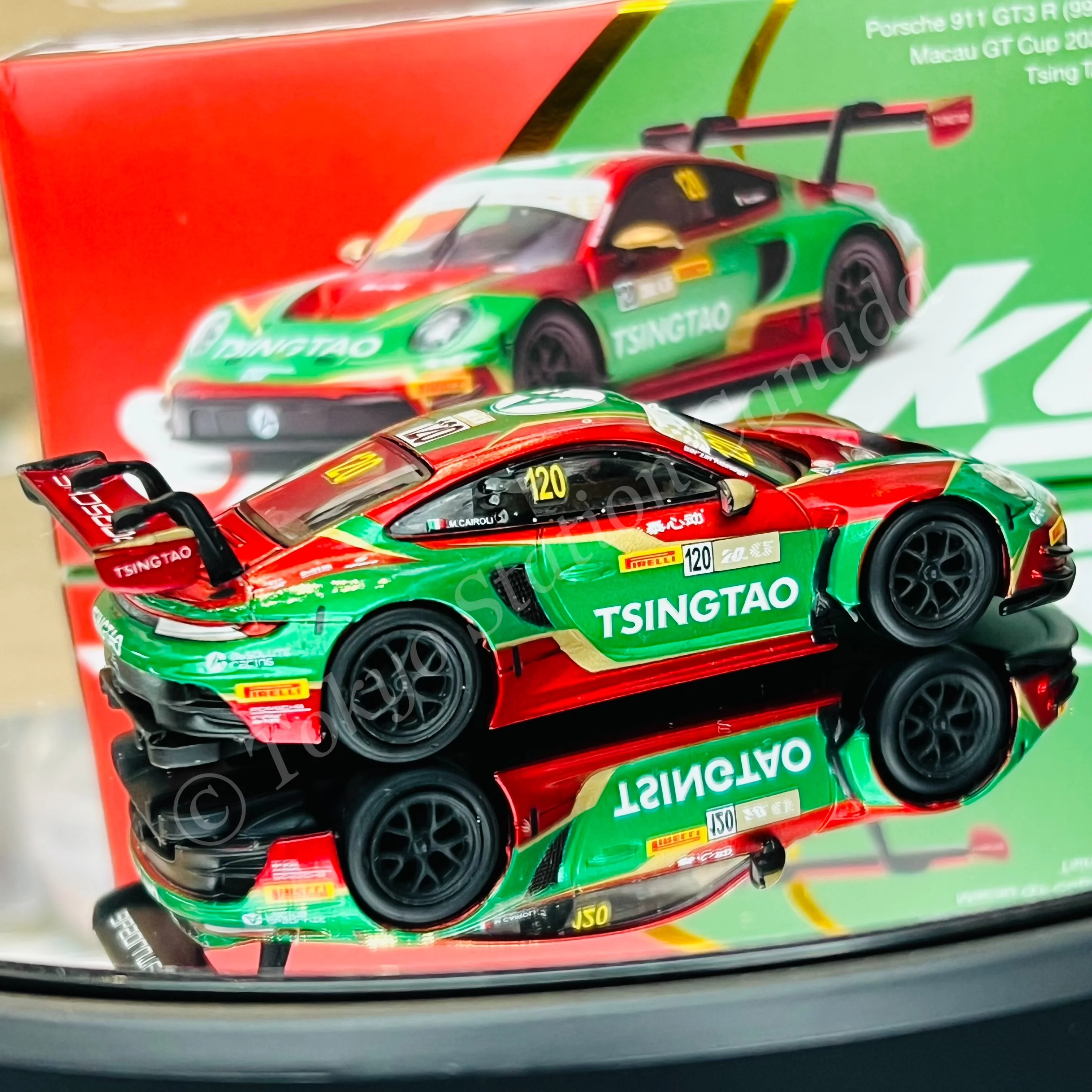 SPARKY x TINY 1/64 Porsche 992 911 GT3 R Macau GT Cup 2023 - Tsing Tao YO64007 - Image 2