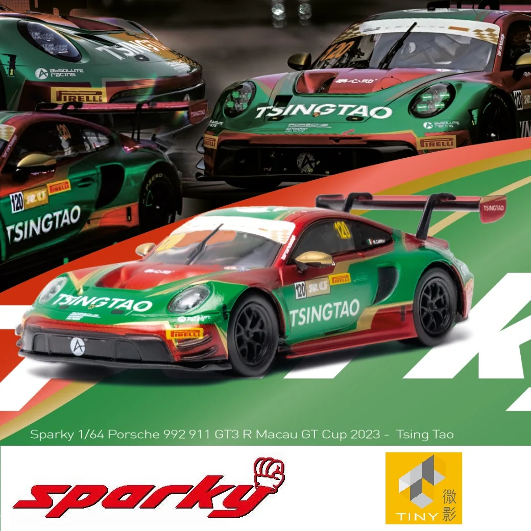 SPARKY x TINY 1/64 Porsche 992 911 GT3 R Macau GT Cup 2023 - Tsing Tao YO64007 - Image 3