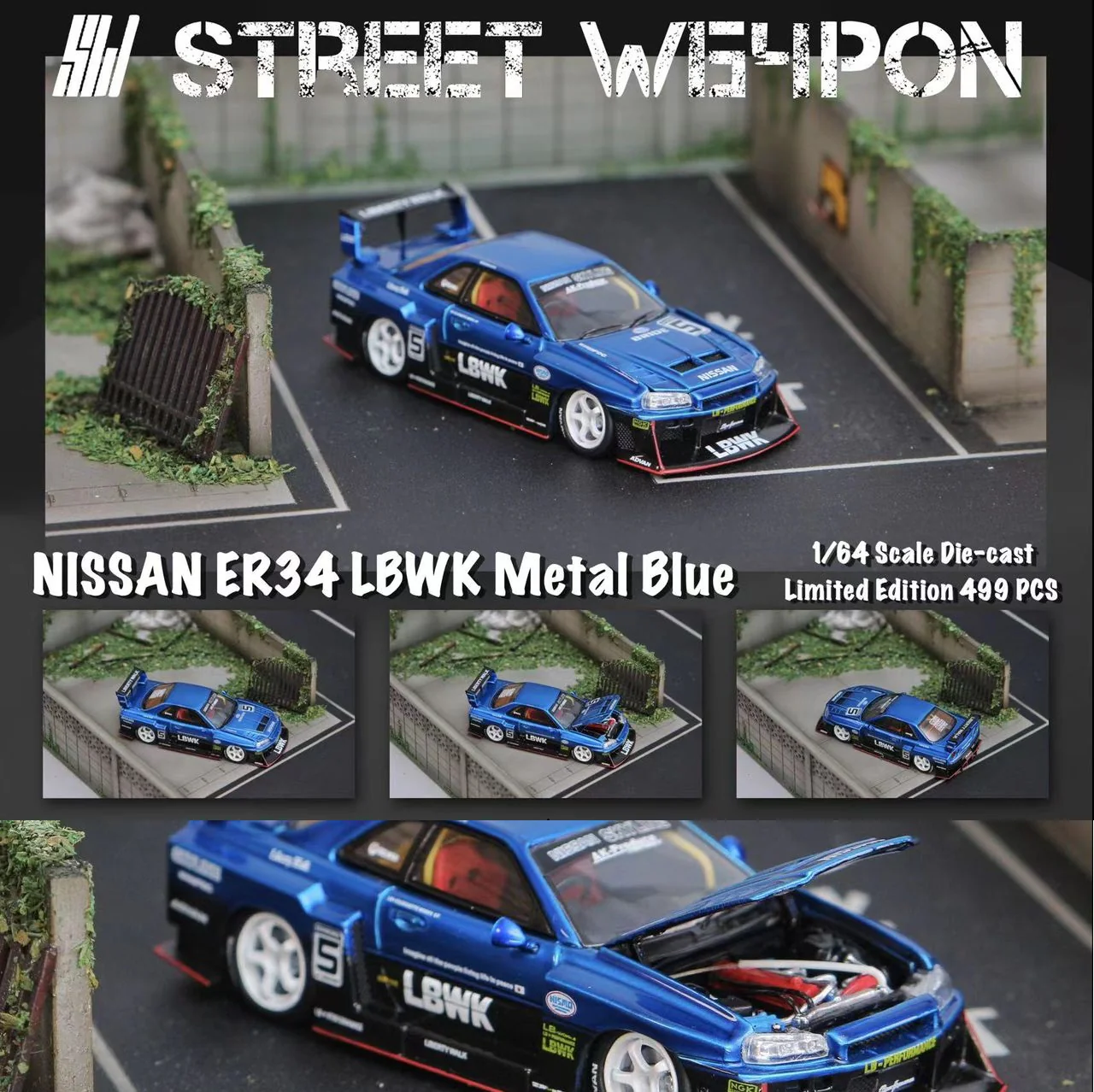 Street Weapon 1/64 LBWK ER34 Metallic Blue - Image 5