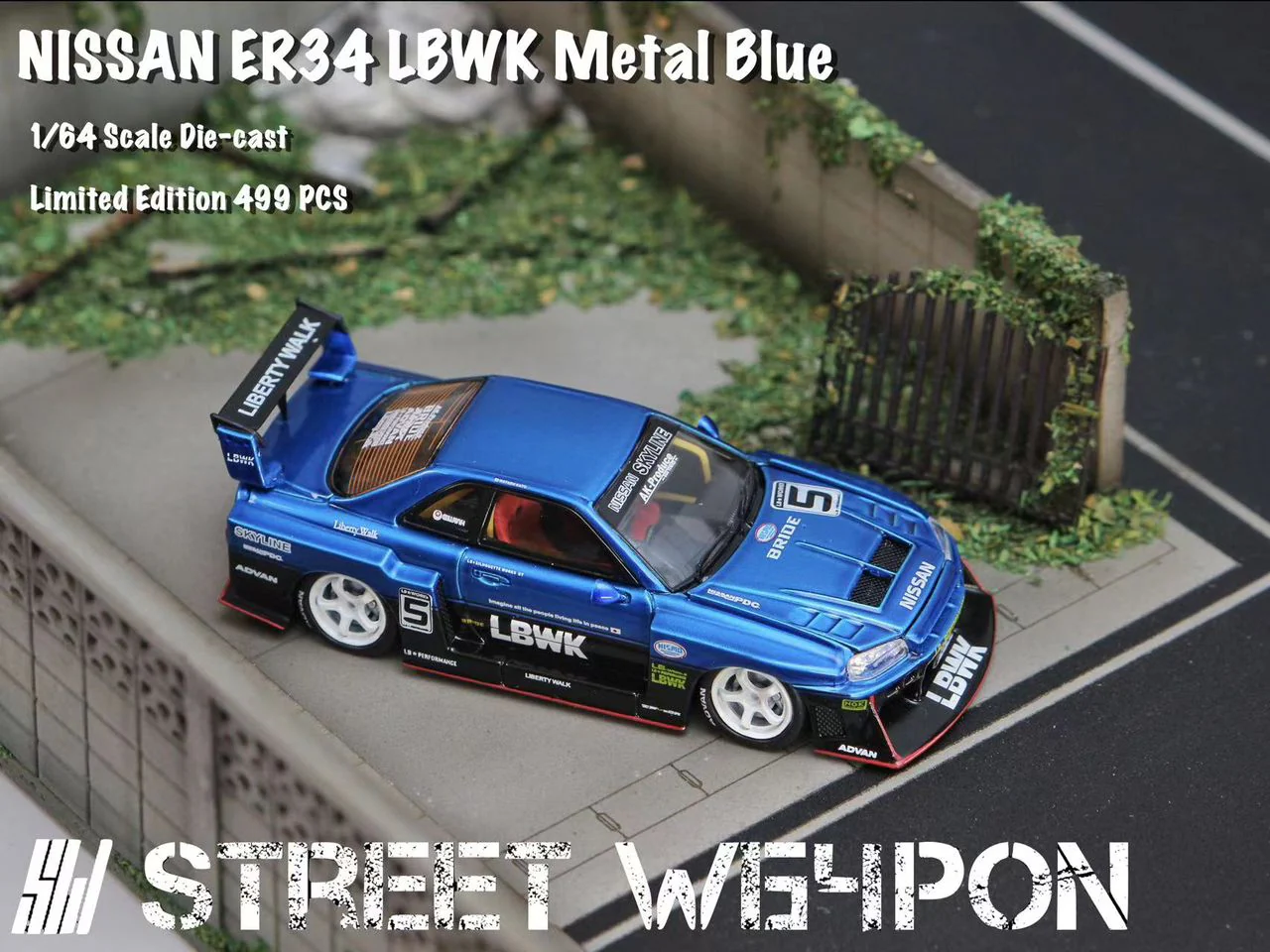 Street Weapon 1/64 LBWK ER34 Metallic Blue - Image 6
