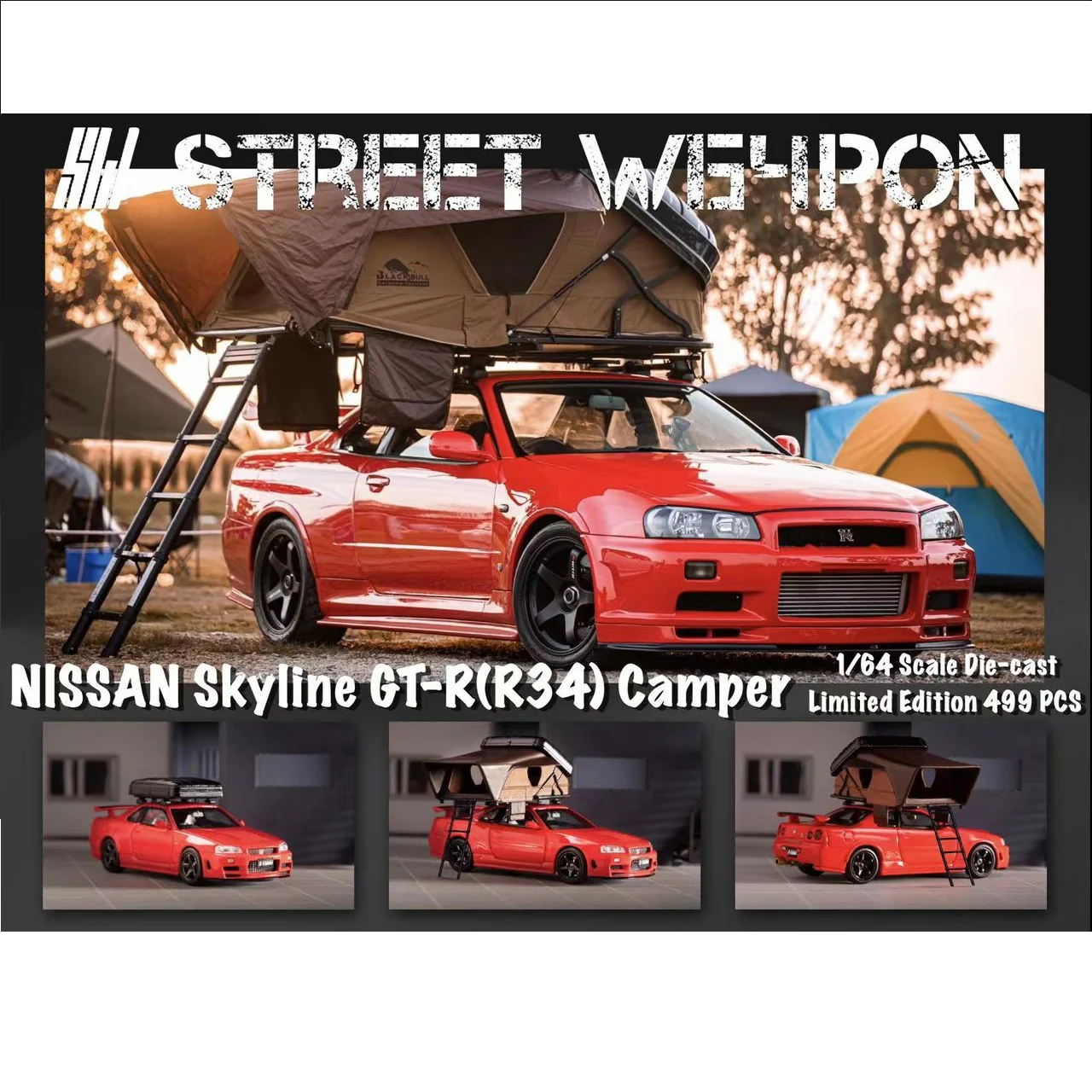 Street Weapon 1/64 NISSAN Skyline GT-R (R34) Camper Red