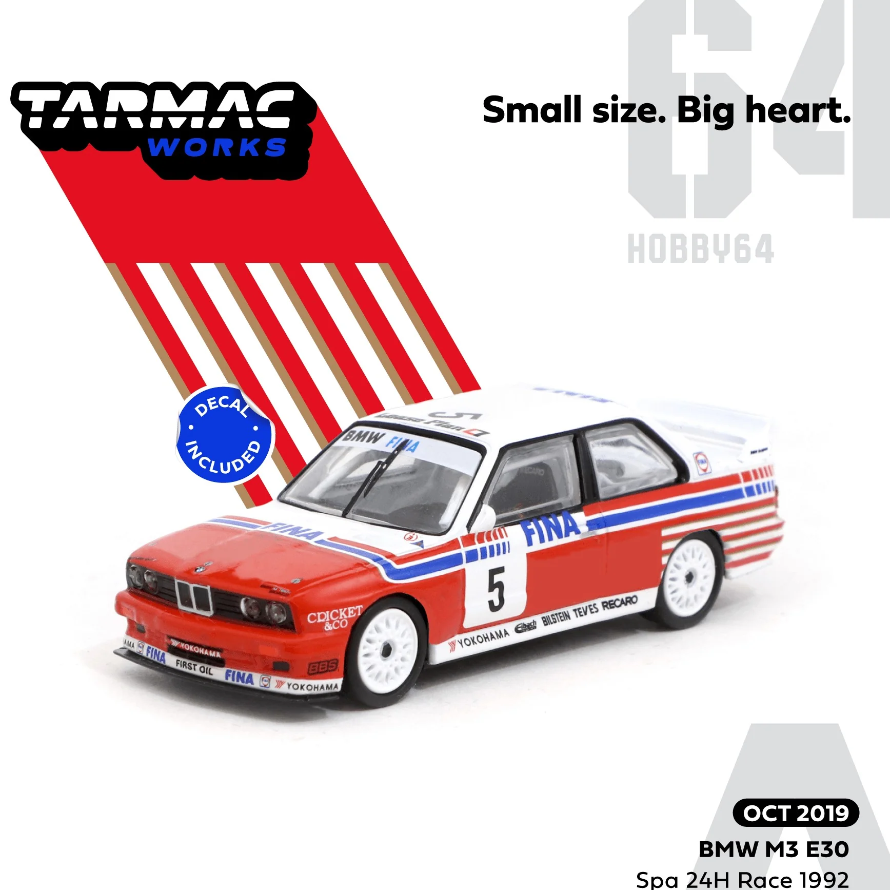 Tarmac Works 1/64 BMW M3 E30  Spa 24hours Race 1992 Winner Soper / Martin / Danner (Decal included) T64-009-92SPA05 - Image 7