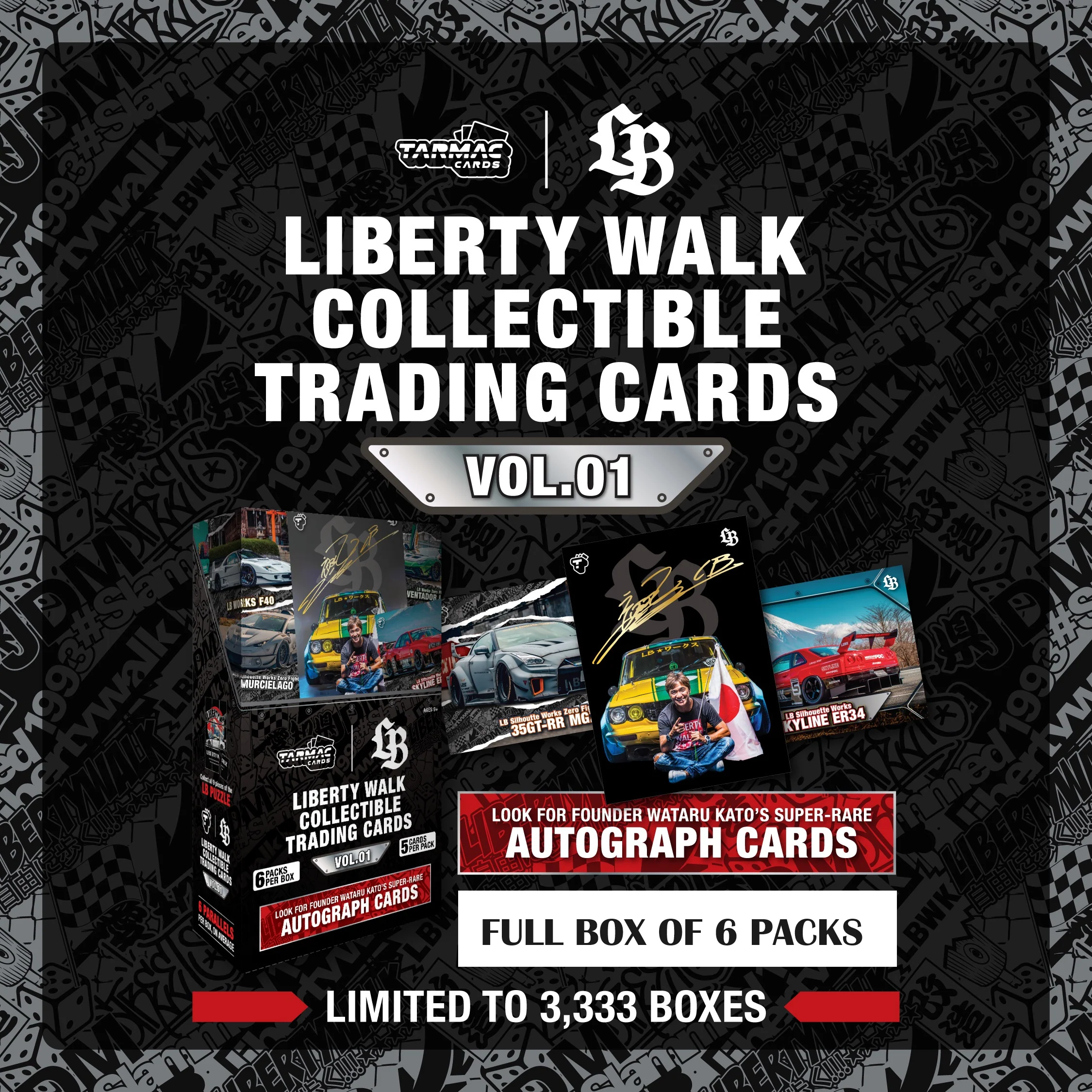 TARMAC CARDS LIBERTY WALK COLLECTIBLE TRADING CARDS VOL.01 (Full box of 6 packs) TC-LBC-01 - Image 2