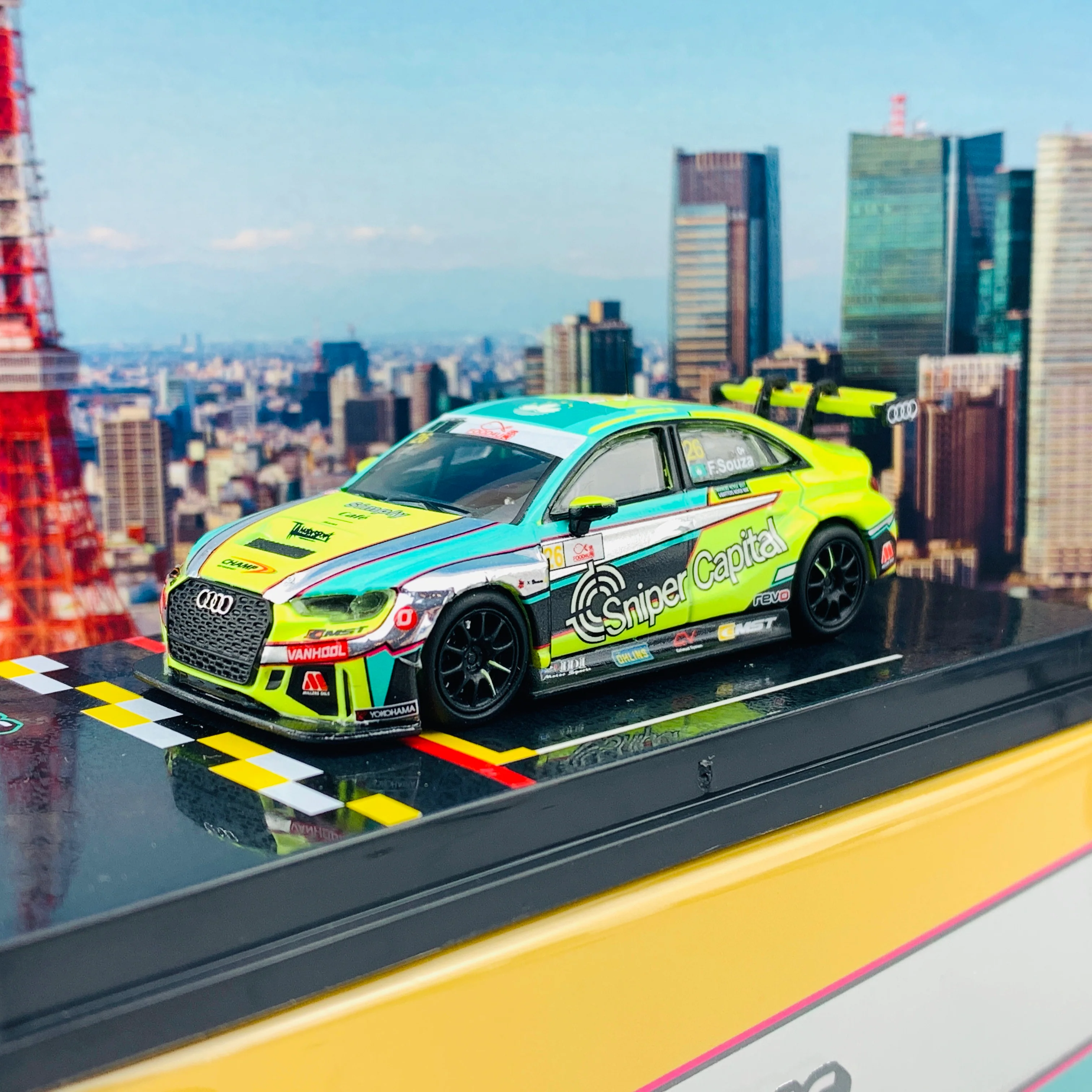 Tarmac Works 1/64 Audi RS 3 TCR Macau Touring Car Cup 2019 - 1950cc Class Winner Filipe de Souza  T64-013-19MGP26 - Image 2