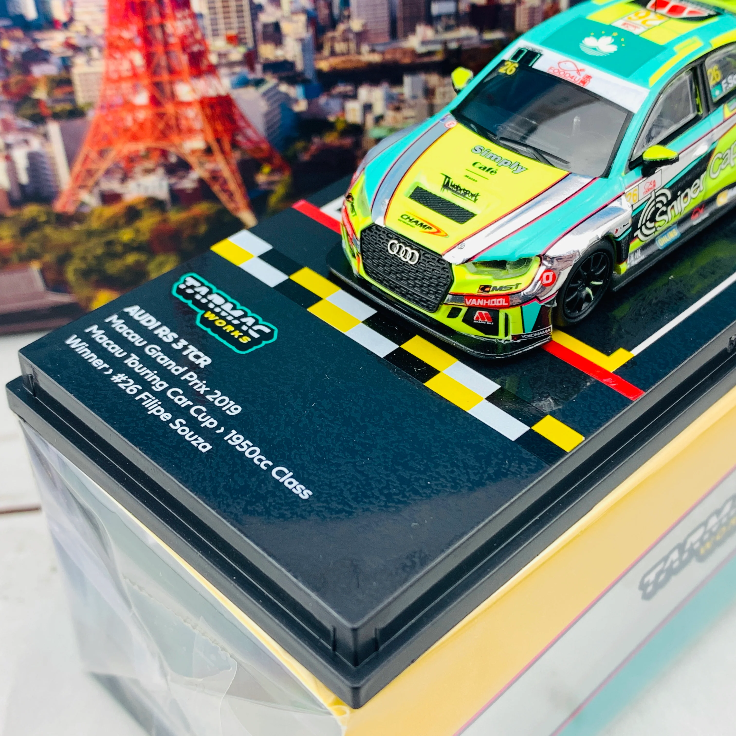 Tarmac Works 1/64 Audi RS 3 TCR Macau Touring Car Cup 2019 - 1950cc Class Winner Filipe de Souza  T64-013-19MGP26 - Image 3