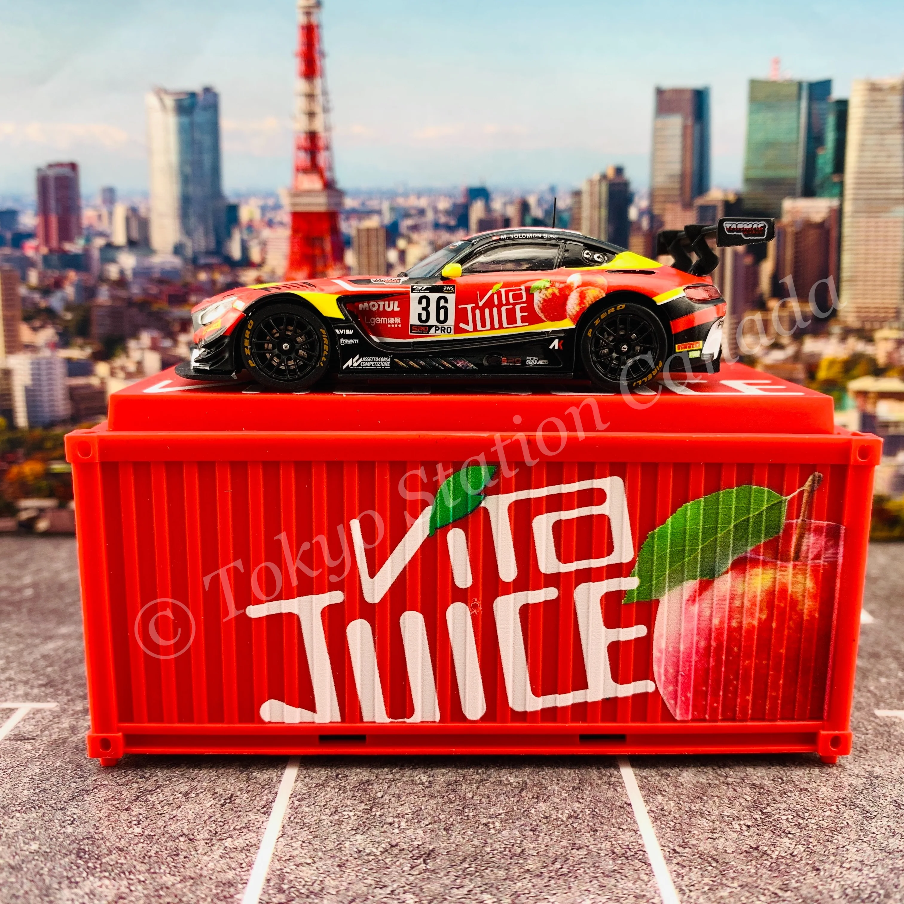 Tarmac Works 1/64 COLLAB64 Mercedes-AMG GT3 GT World Challenge Asia ESPORTS Championship 2020 Matt Solomon (With Container) T64-008-JUICE - Image 3