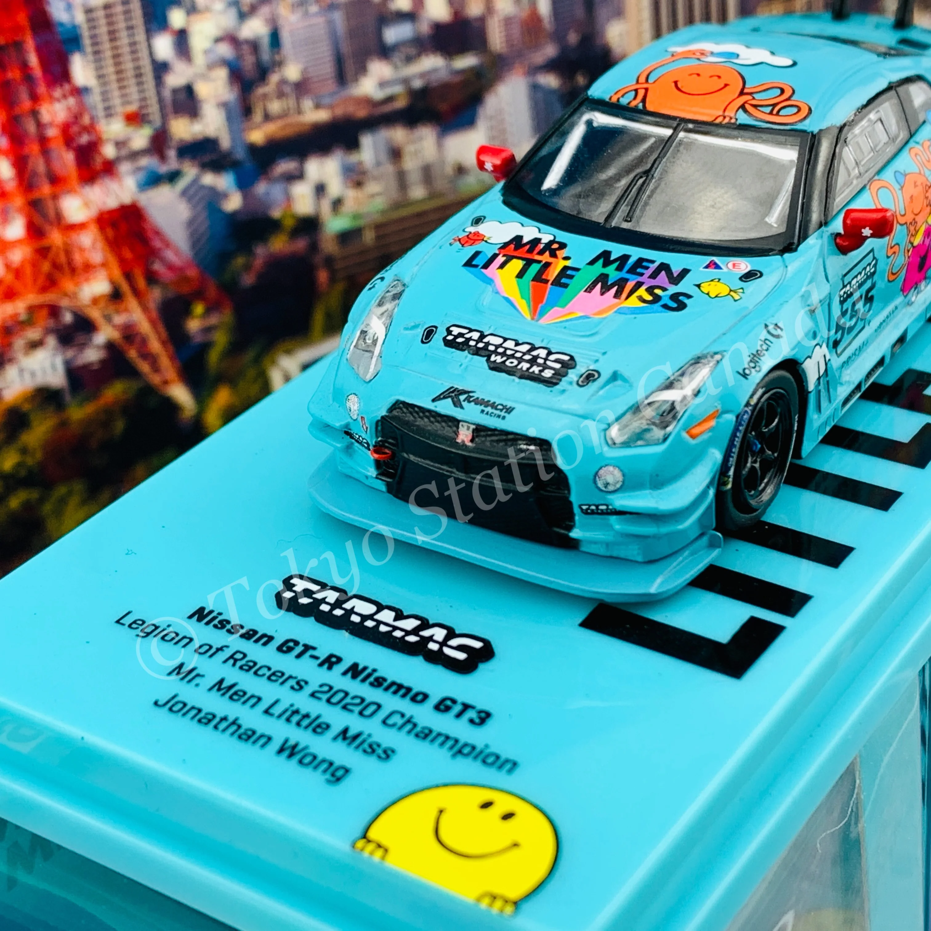 Tarmac Works 1/64 COLLAB64 Nissan GTR Nismo GT3 Legion of Racers 2020 Overall Champion Mr. Men Little Miss T64-005-MR - Image 3