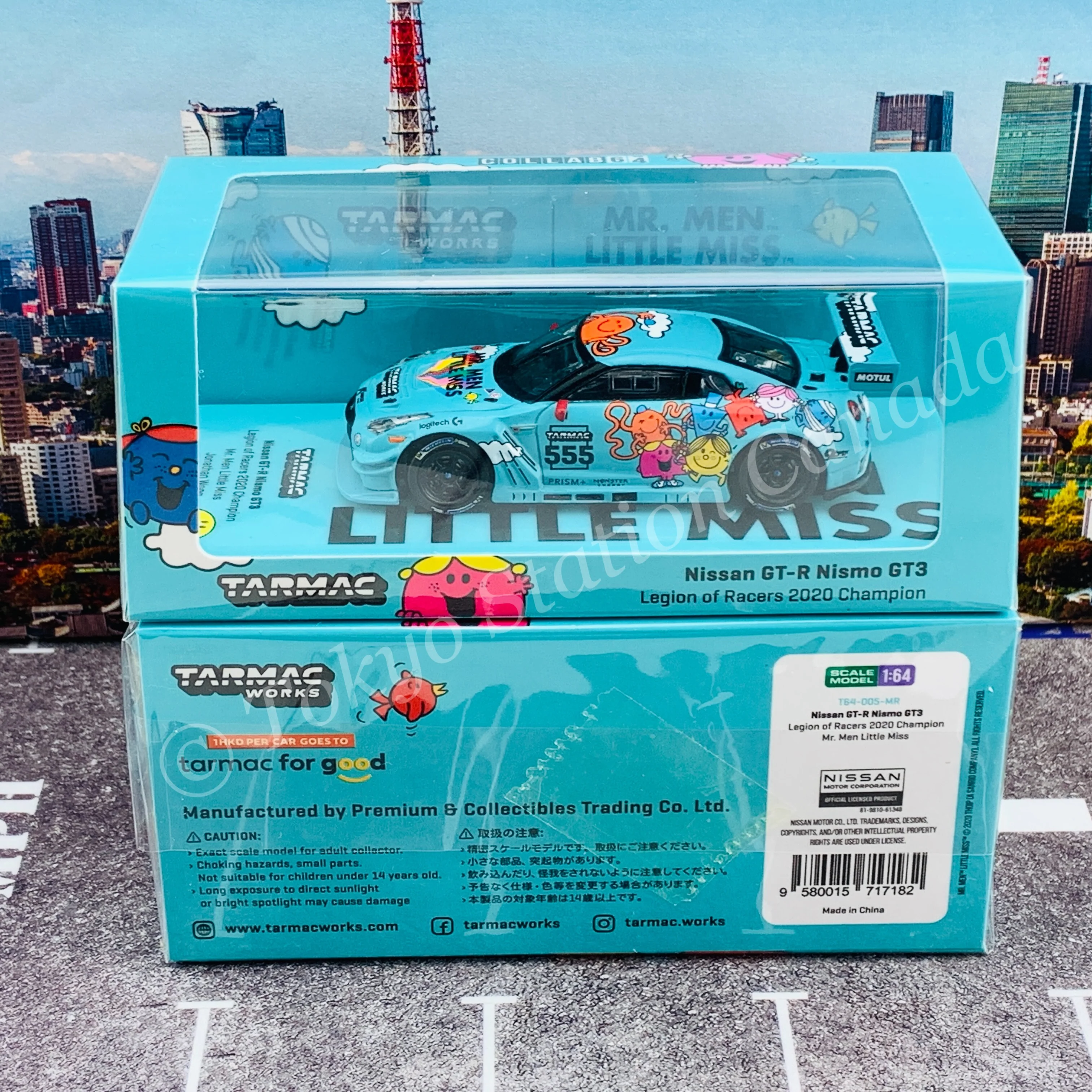 Tarmac Works 1/64 COLLAB64 Nissan GTR Nismo GT3 Legion of Racers 2020 Overall Champion Mr. Men Little Miss T64-005-MR - Image 6