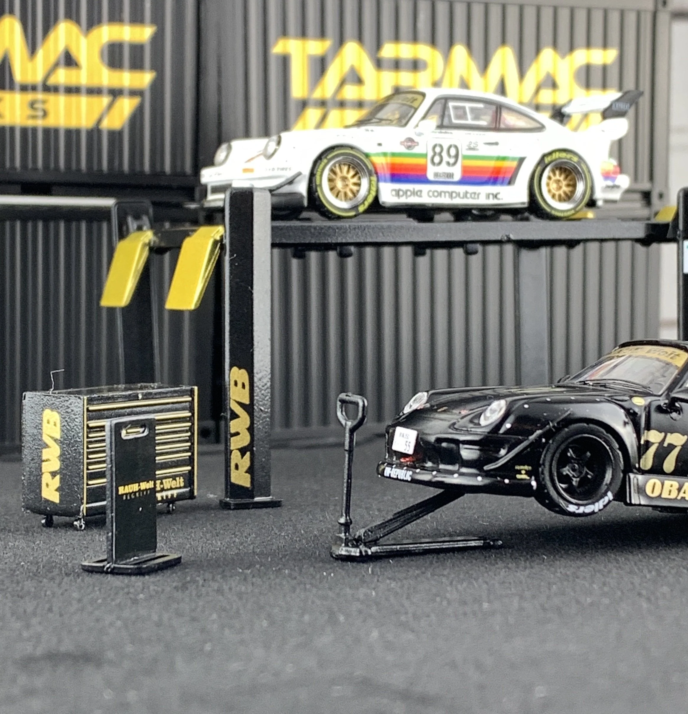 Tarmac Works 1/64 Garage Tools Set RWB - Stickers Included T64A-001-RWB - Image 2