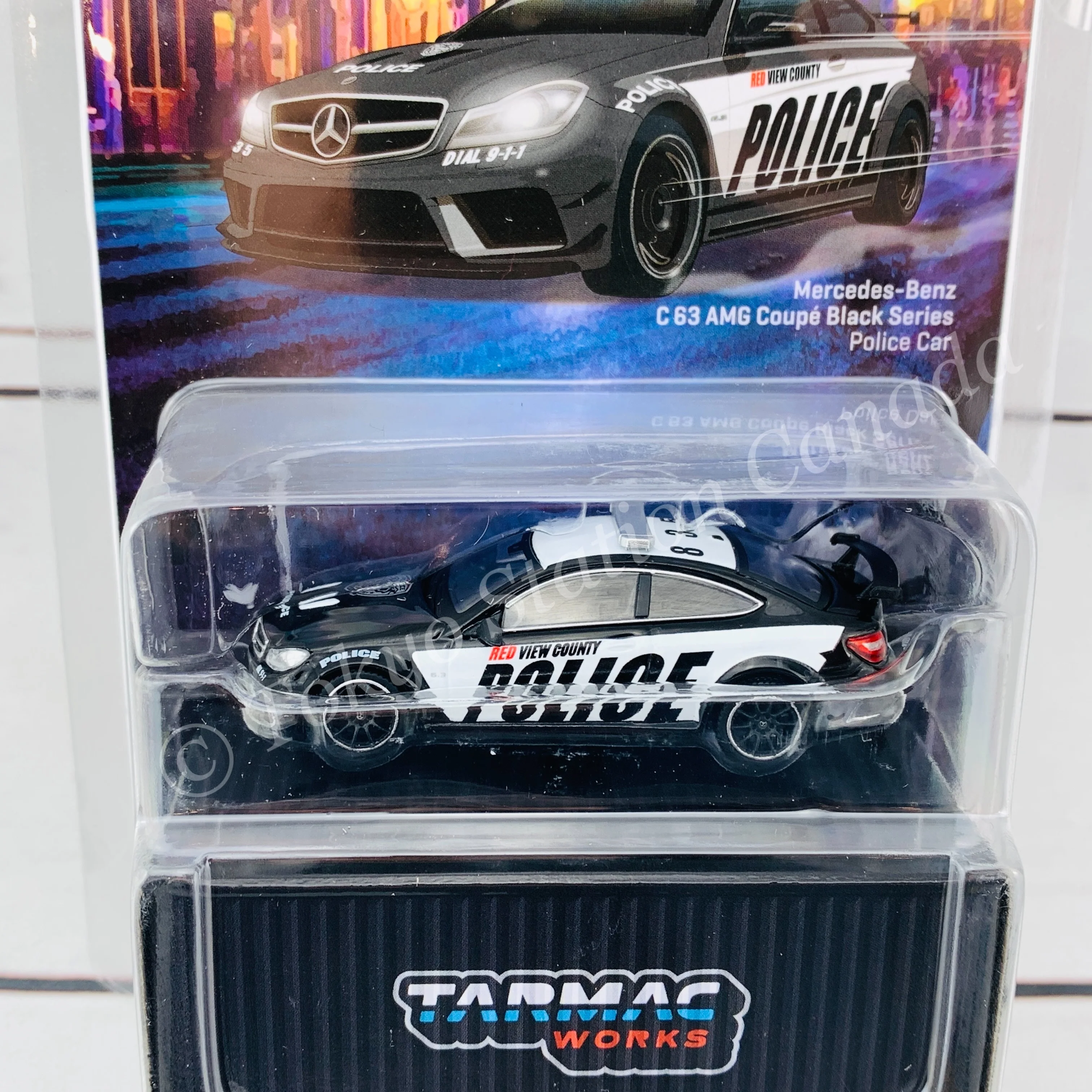 Tarmac Works 1/64 Global Collection Mercedes-Benz C63 AMG Coupé Black Series Police Car T64G-009-PC - Image 2