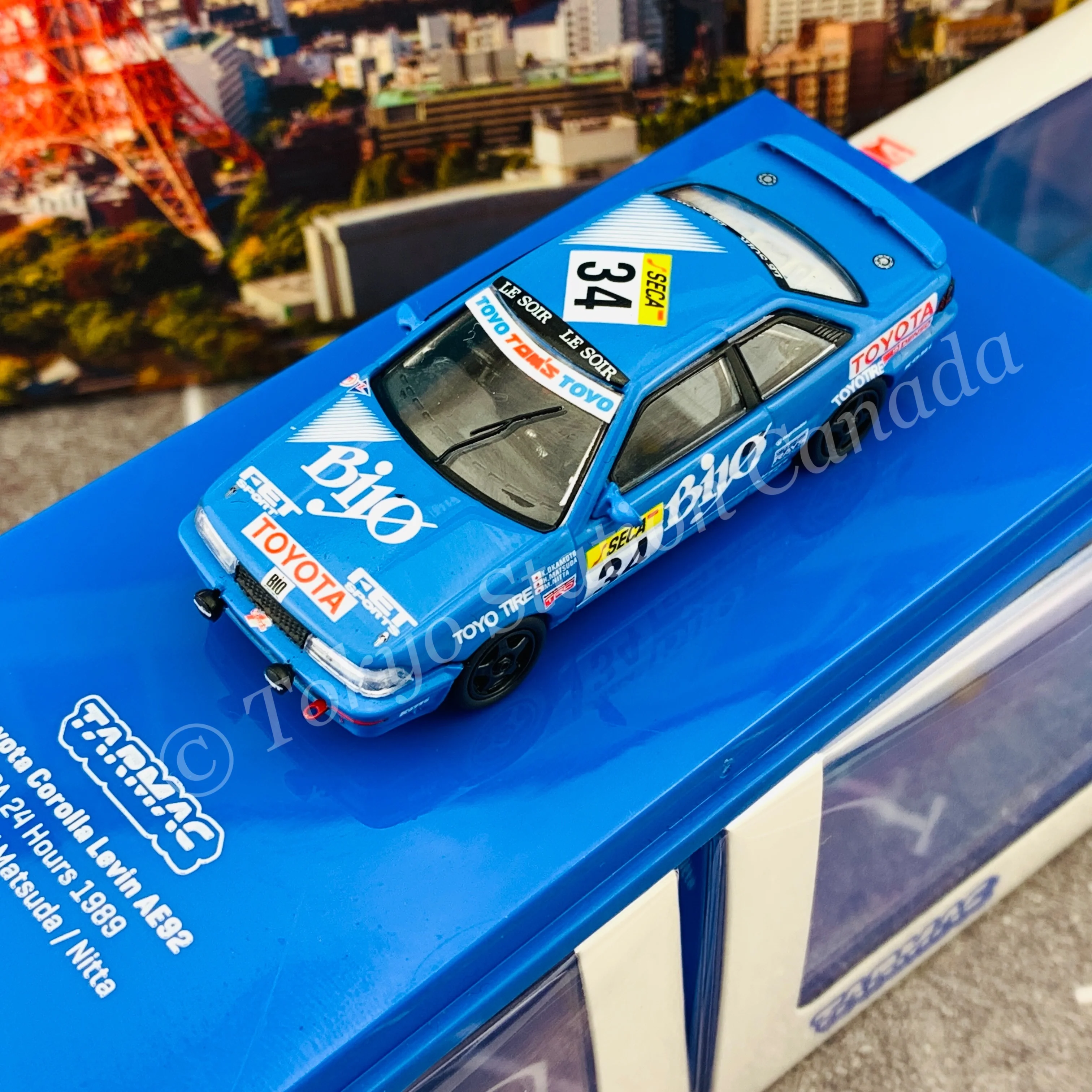 Tarmac Works 1/64 Hobby Collection Toyota Corolla Levin AE92 SPA 24 Hours 1989 *** NEW variation with large front lights *** T64-036-89SPA34 - Image 3