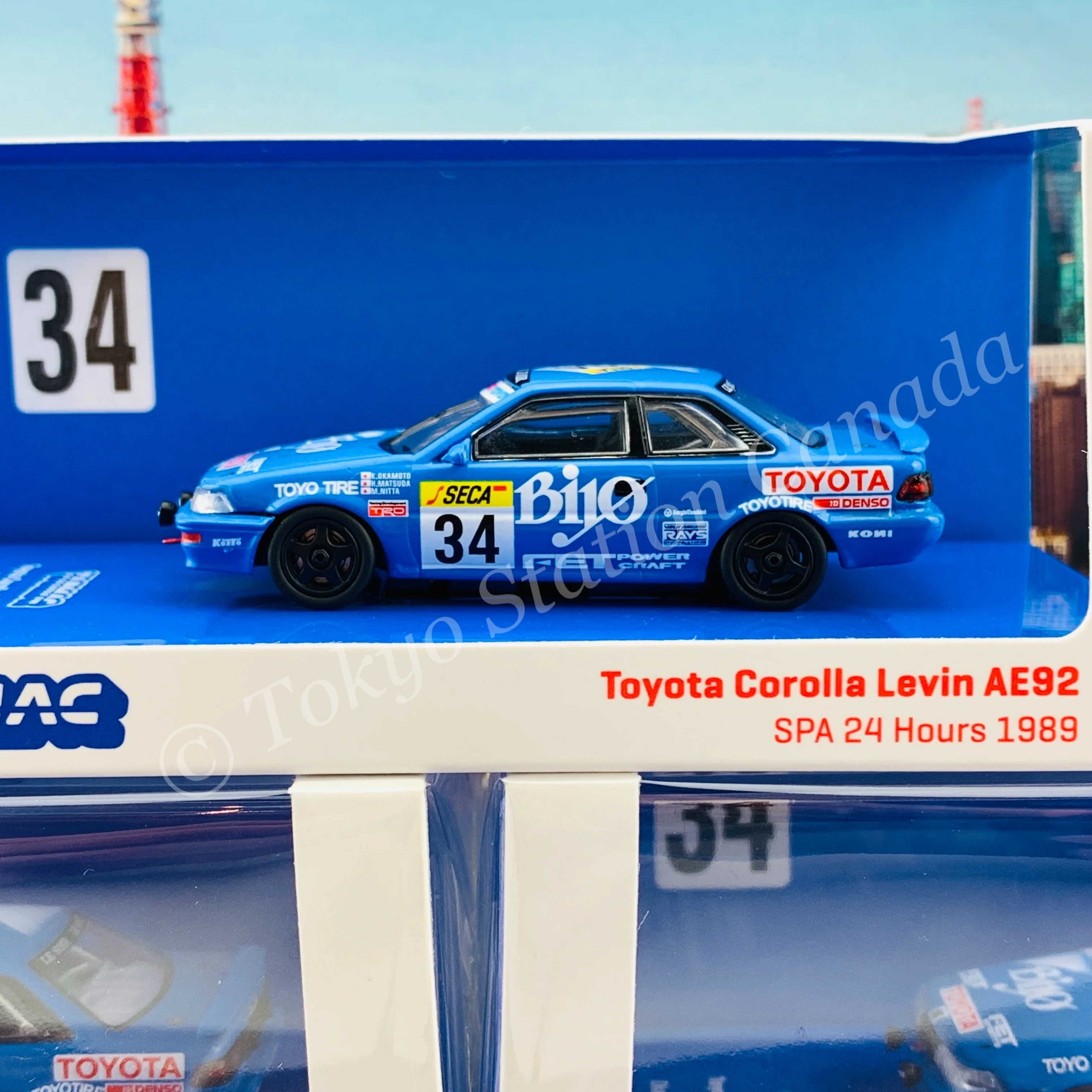 Tarmac Works 1/64 Hobby Collection Toyota Corolla Levin AE92 SPA 24 Hours 1989 *** NEW variation with large front lights *** T64-036-89SPA34 - Image 4