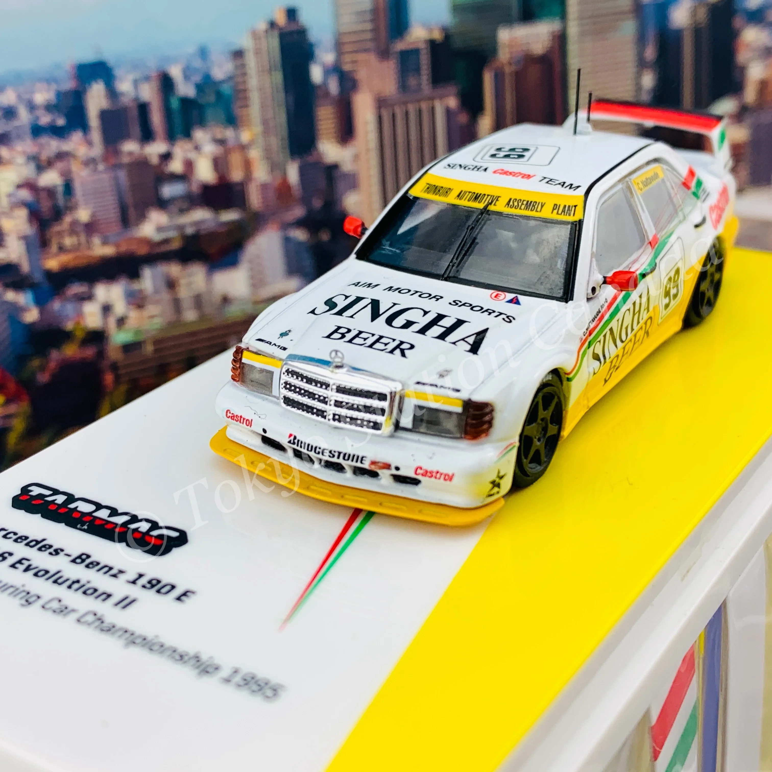 Tarmac Works 1/64 HOBBY64 Mercedes-Benz 190 E 2.5-16 Evolution II SE Asia Touring Car Championship 1995  C. Nattavude T64-024-95SEA99 - Image 2
