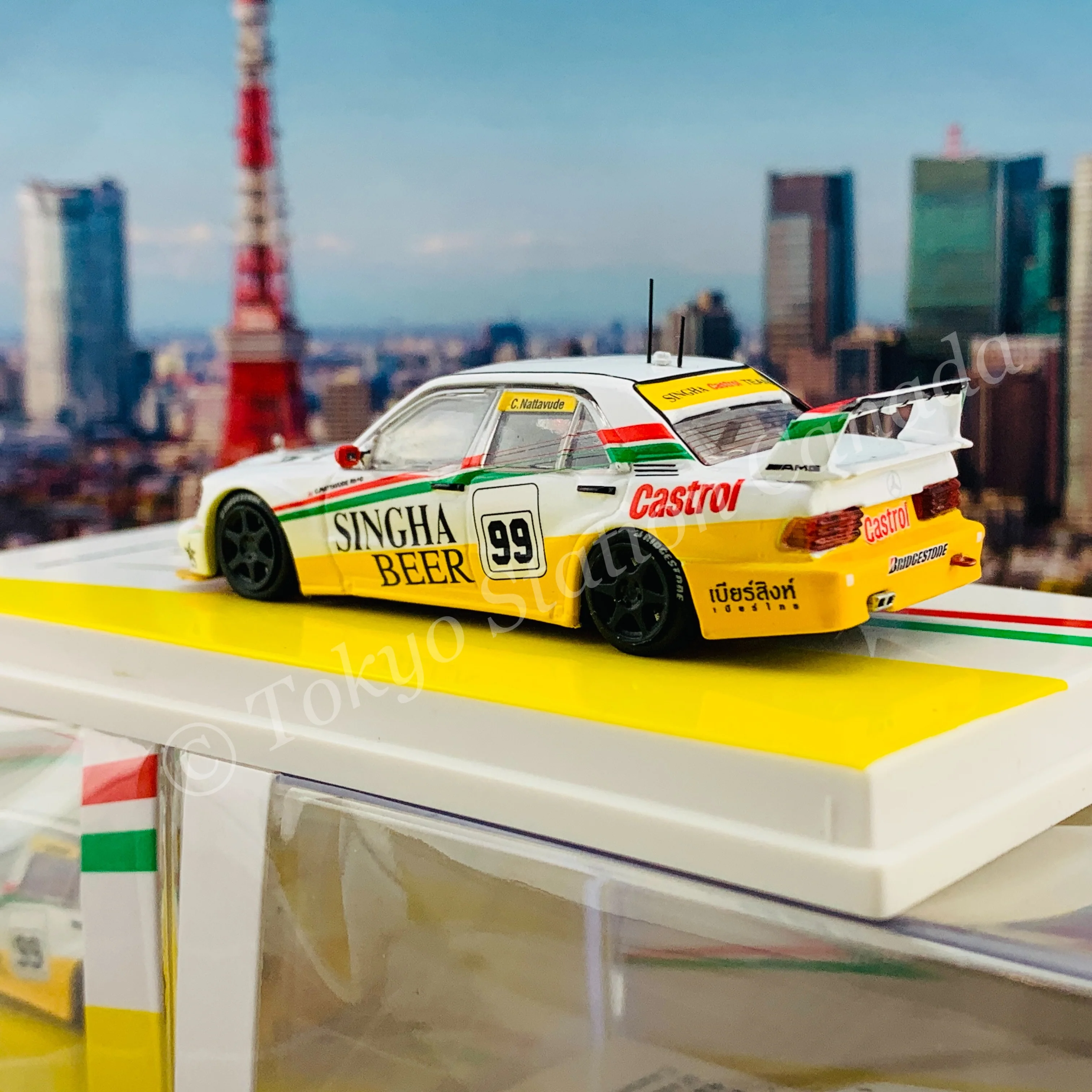 Tarmac Works 1/64 HOBBY64 Mercedes-Benz 190 E 2.5-16 Evolution II SE Asia Touring Car Championship 1995  C. Nattavude T64-024-95SEA99 - Image 4