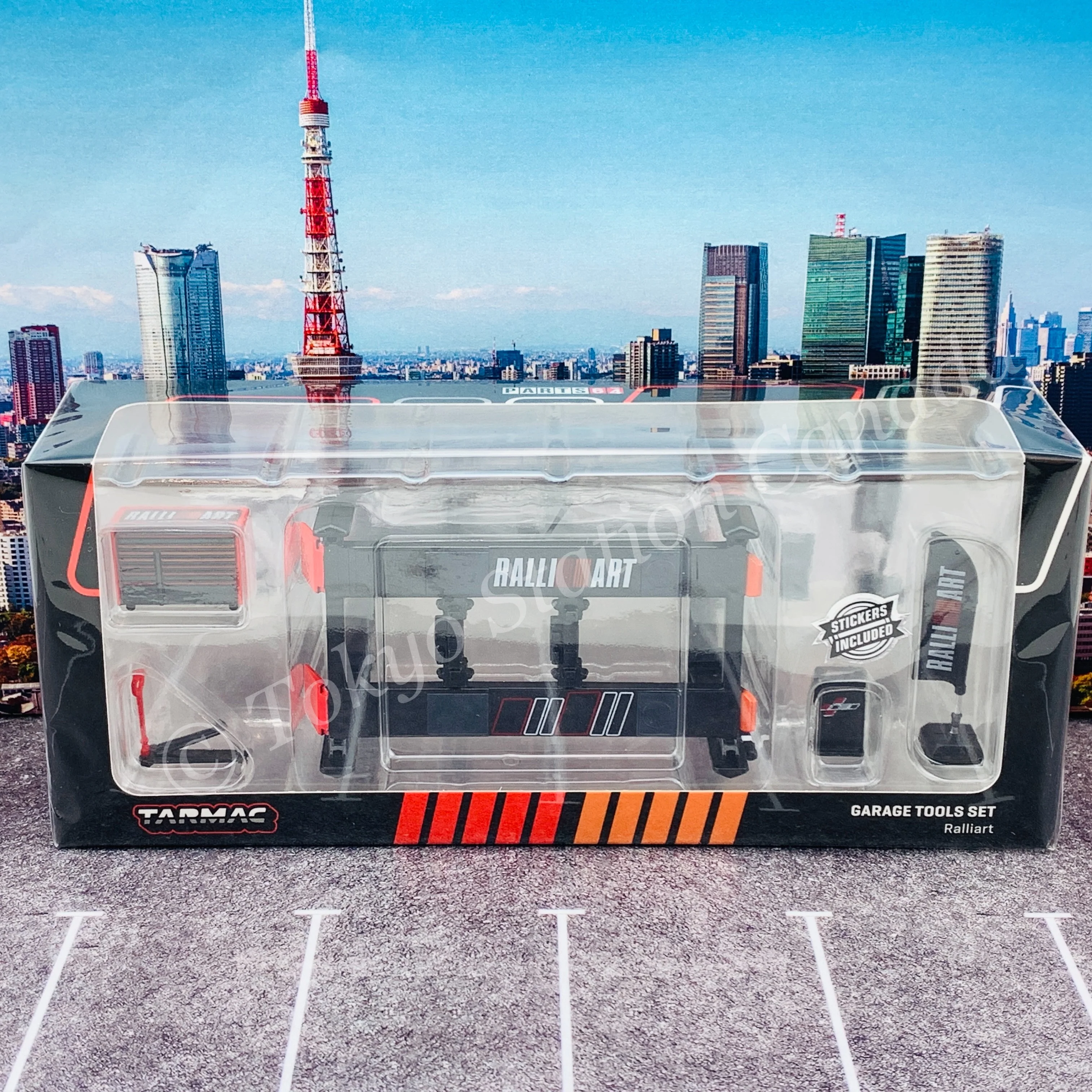 TARMAC WORKS 1/64 PARTS64 Garage tools set  Ralliart *** Stickers included *** T64A-001-RLA - Image 2
