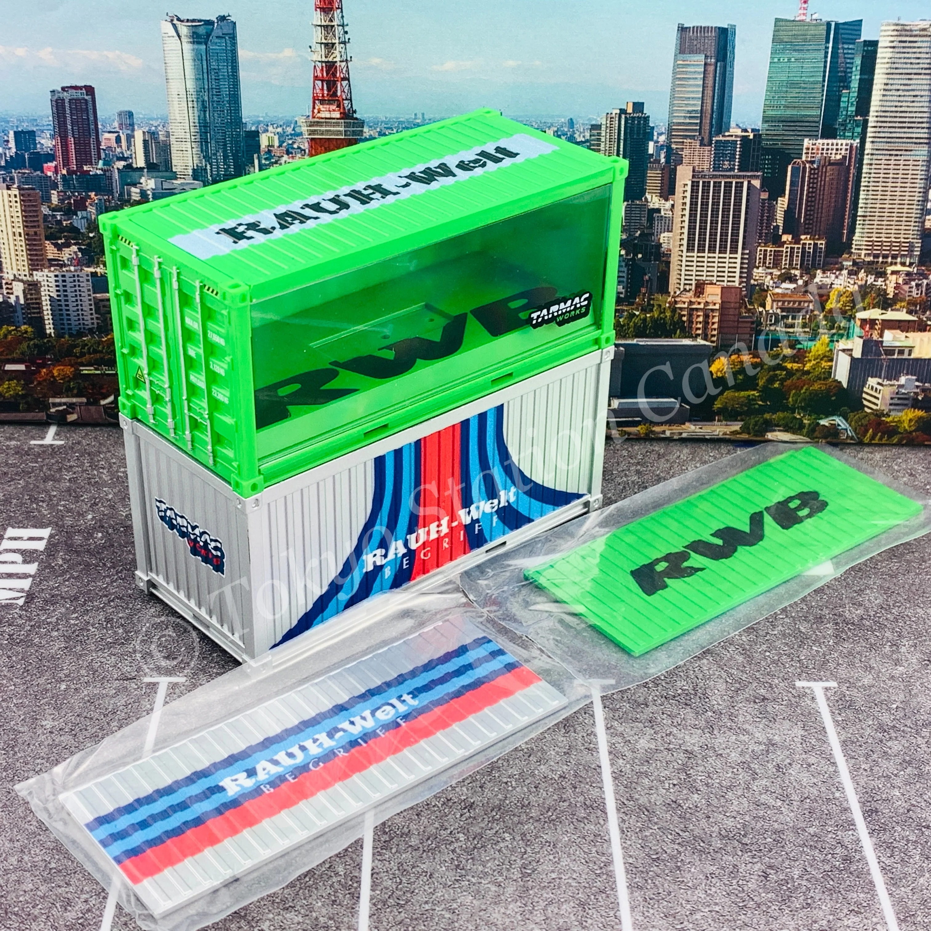 TARMAC WORKS 1/64 PARTS64 Set of 2 Containers RWB Rough Rhythm *** For both storage and display of 1/64 cars *** T64C-001-RR - Image 2