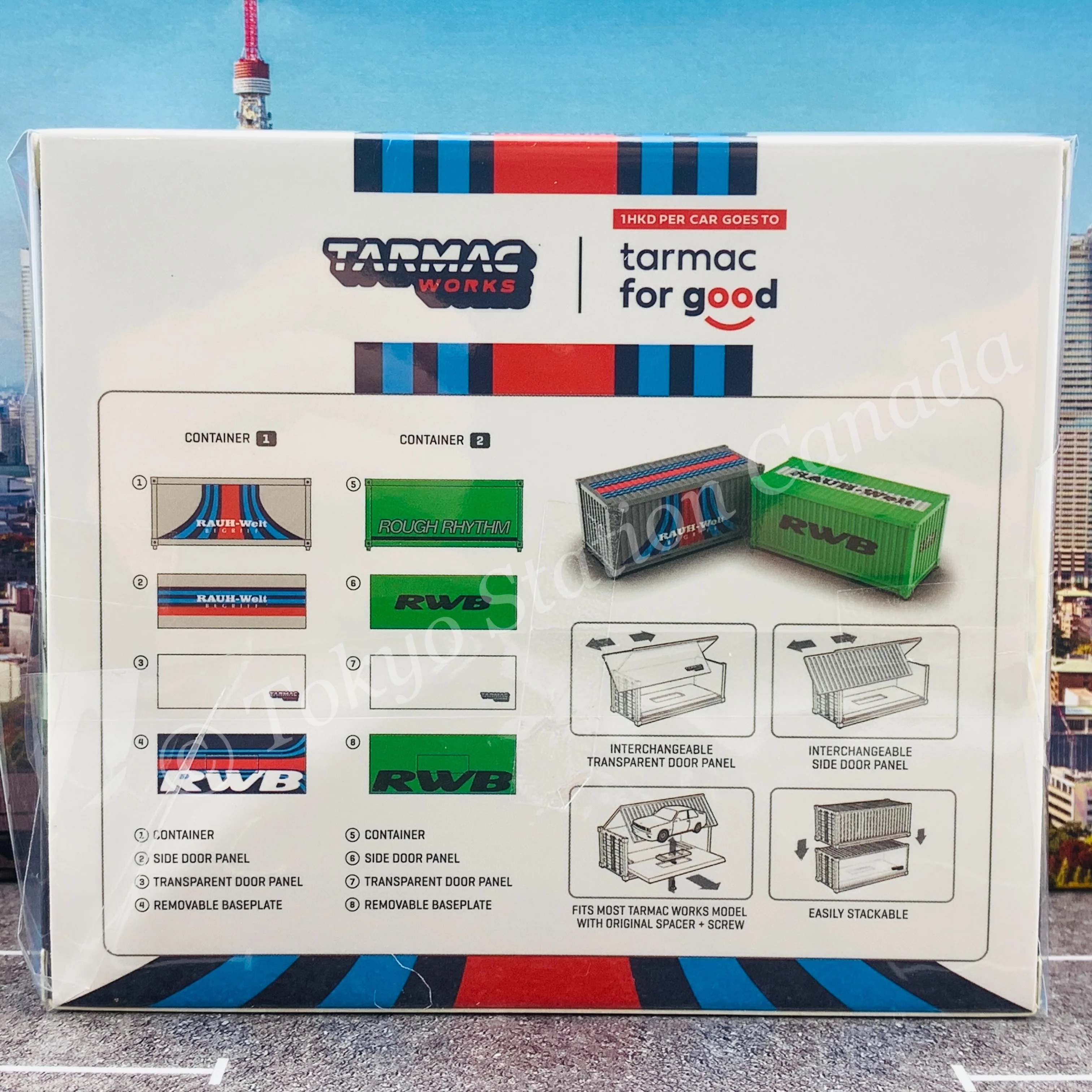 TARMAC WORKS 1/64 PARTS64 Set of 2 Containers RWB Rough Rhythm *** For both storage and display of 1/64 cars *** T64C-001-RR - Image 5