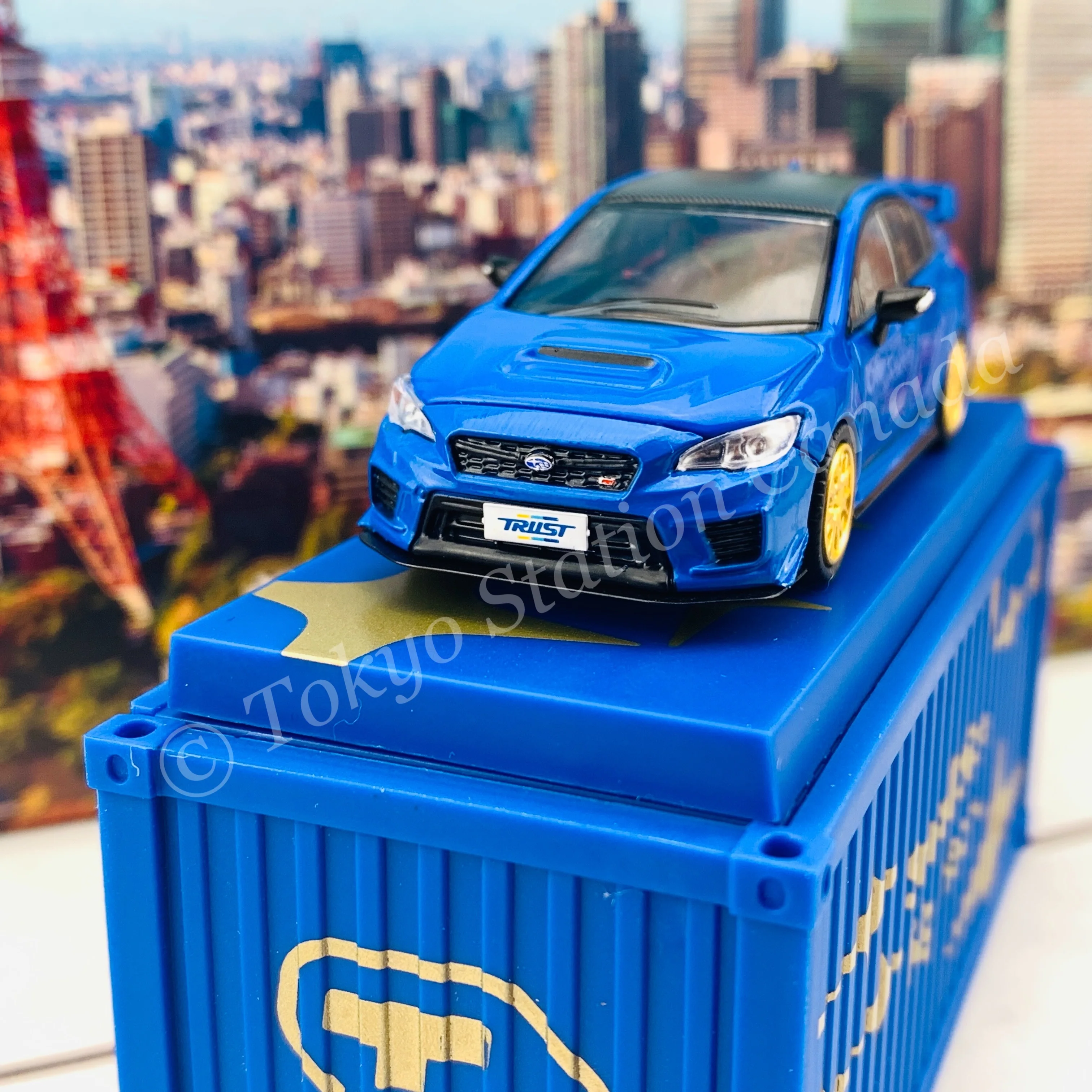Tarmac Works 1/64 Subaru WRX STI EJ20 Final Edition (S208) Blue with Container T64-016-FE - Image 3