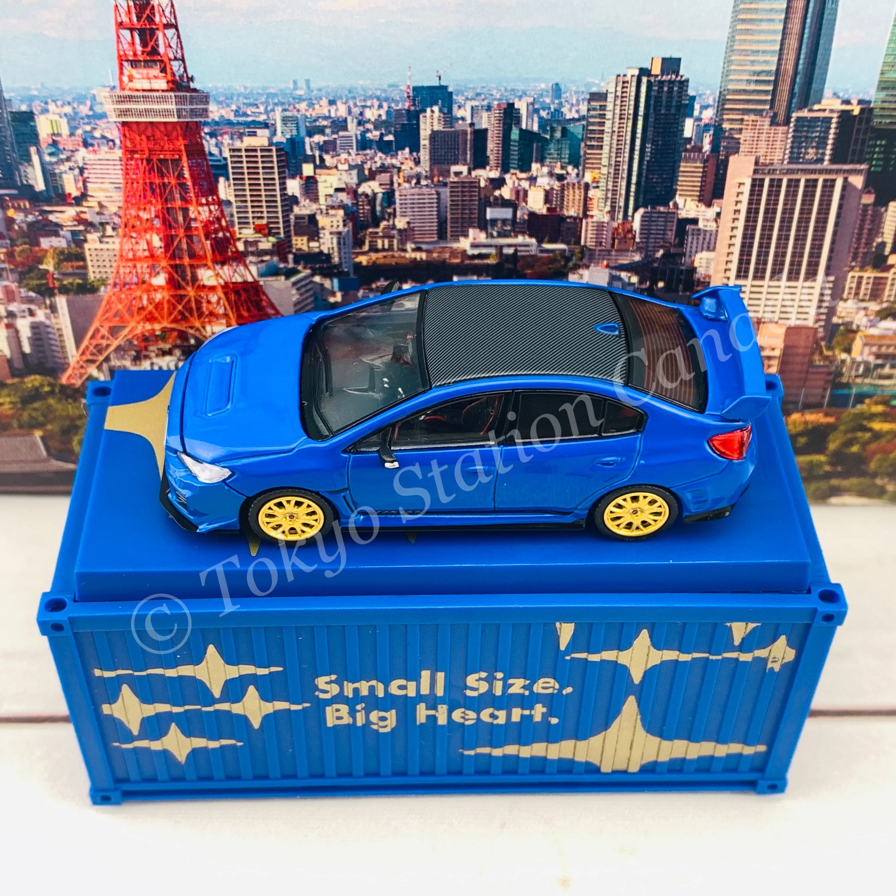 Tarmac Works 1/64 Subaru WRX STI EJ20 Final Edition (S208) Blue with Container T64-016-FE - Image 4