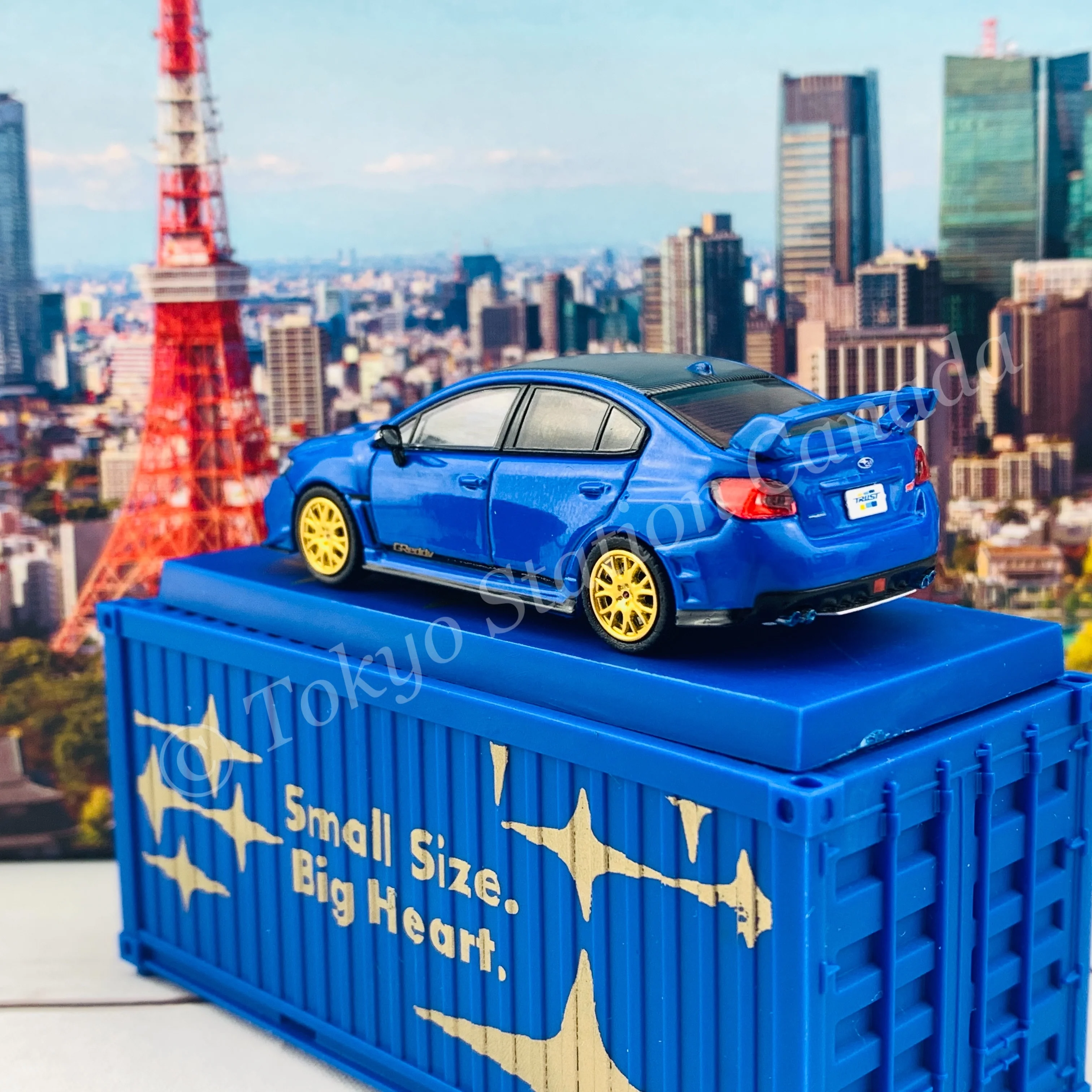 Tarmac Works 1/64 Subaru WRX STI EJ20 Final Edition (S208) Blue with Container T64-016-FE - Image 5