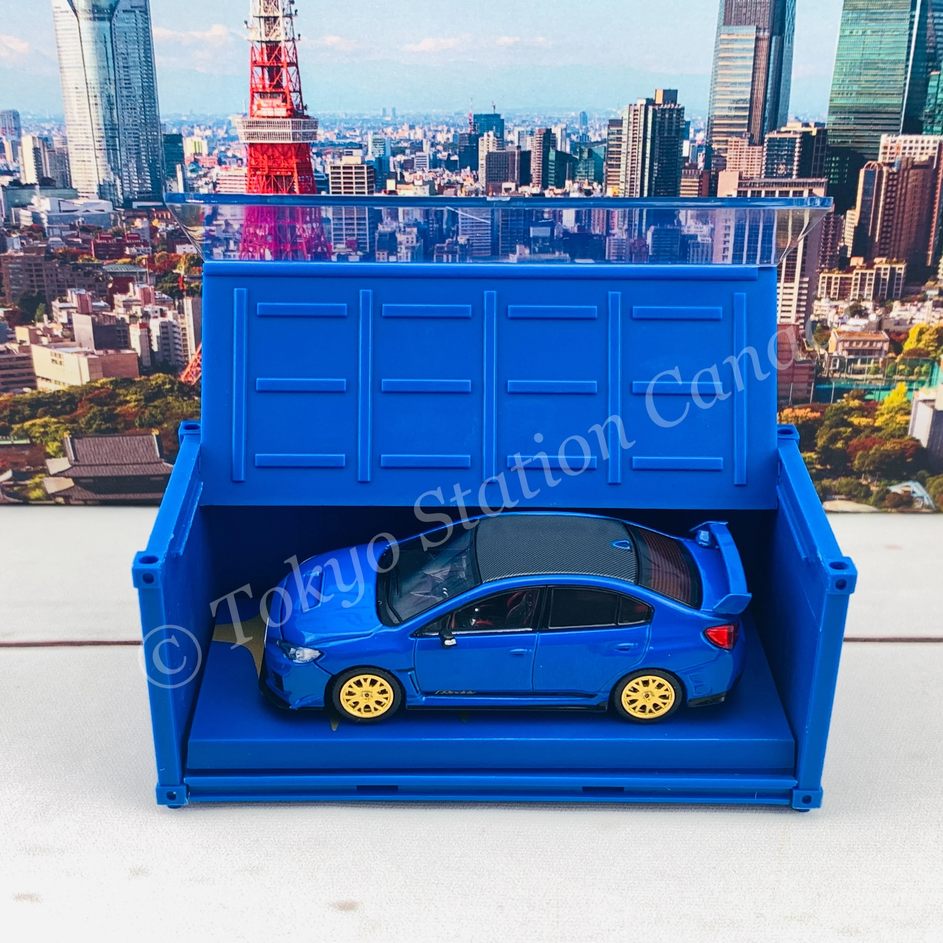 Tarmac Works 1/64 Subaru WRX STI EJ20 Final Edition (S208) Blue with Container T64-016-FE - Image 6