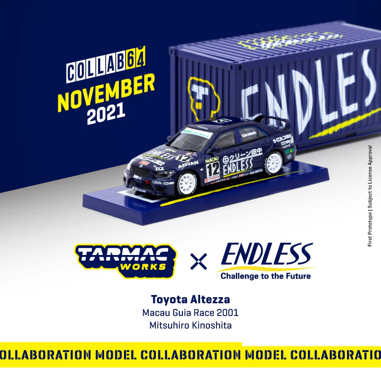 TARMAC WORKS COLLAB64 1/64 Toyota Altezza Macau Guia Race 2001 Mitsuhiro Kinoshita with Container T64-019-01MGP12 - Image 7