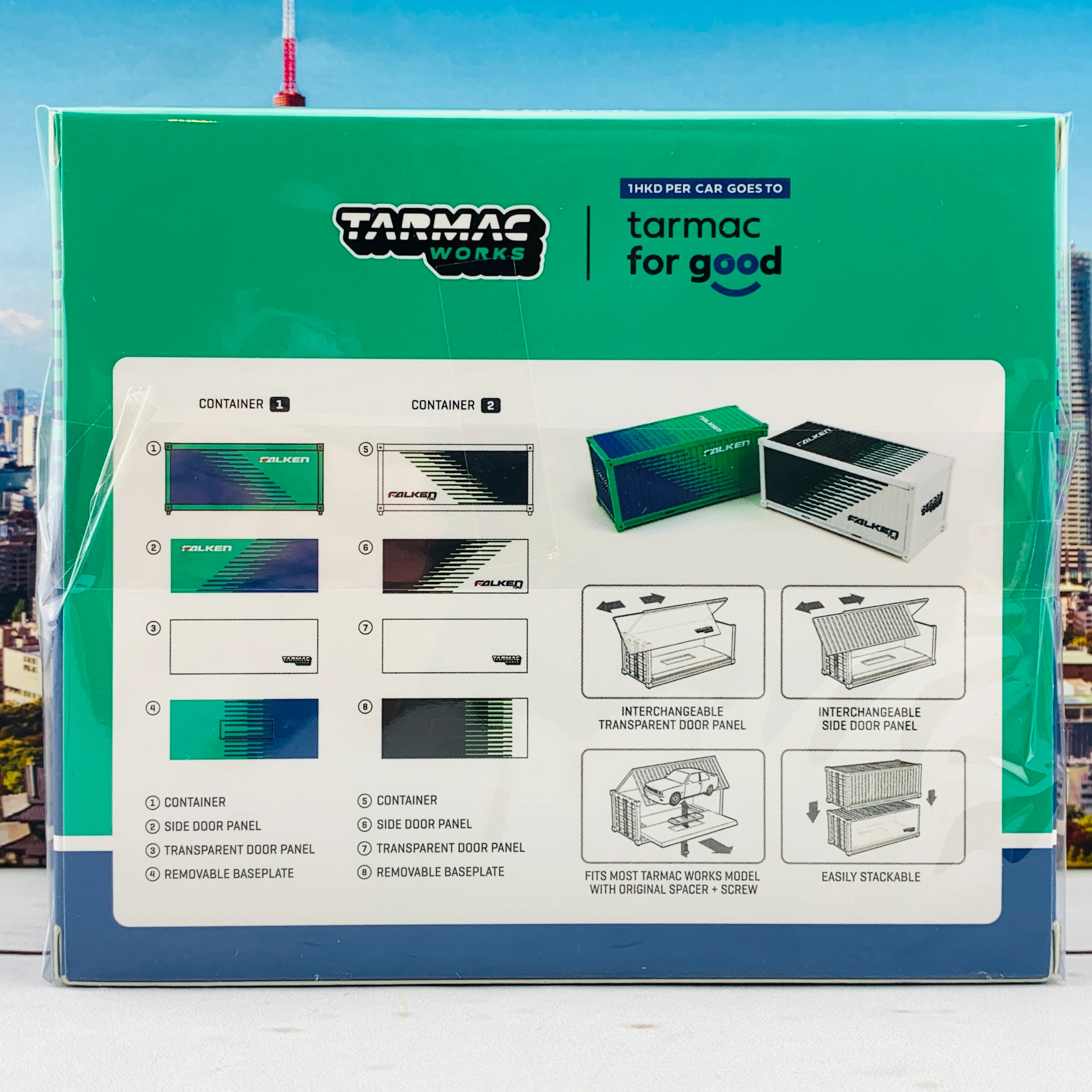 Tarmac Works Accessories 1/64 Container Base Falken *** Two Containers with clear part included *** T64C-001-FAL - Image 2