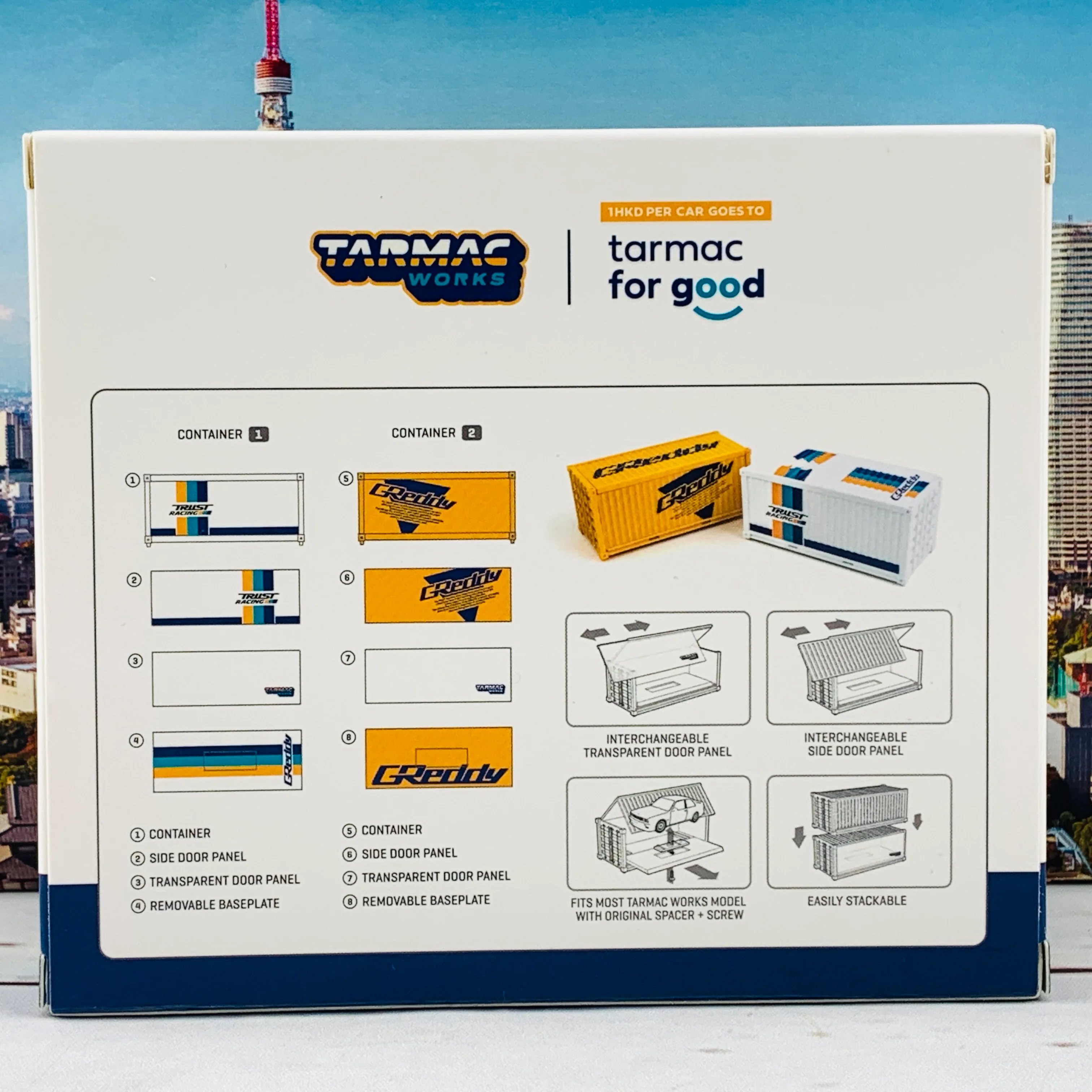 Tarmac Works Accessories 1/64 Container Base Greddy *** Two Containers with clear part included *** T64C-001-GDY - Image 2