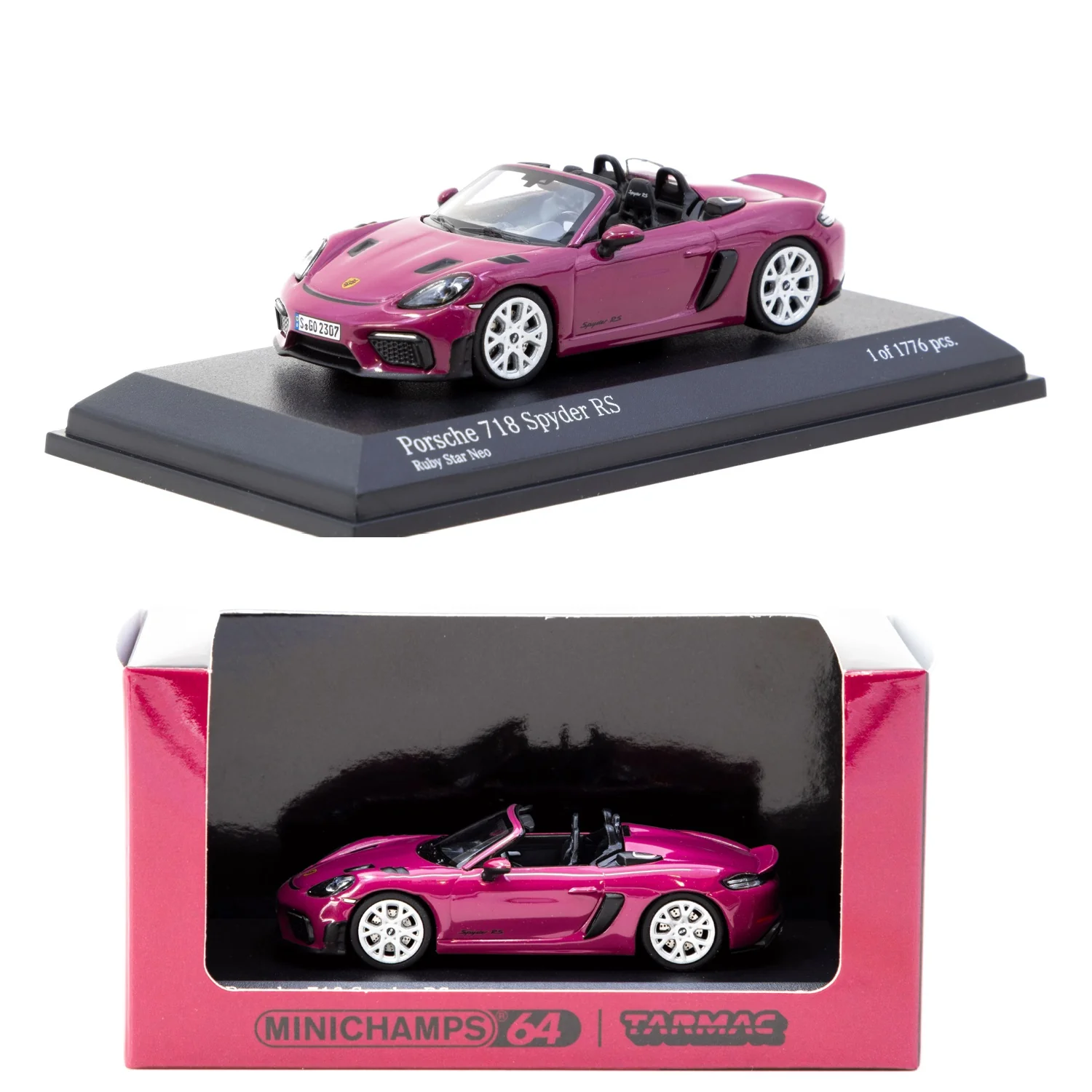 TARMAC WORKS COLLAB64 1/64 MINICHAMPS x Tarmac Works Porsche 718 Spyder RS Ruby Star Neo T64MC-008-RS
