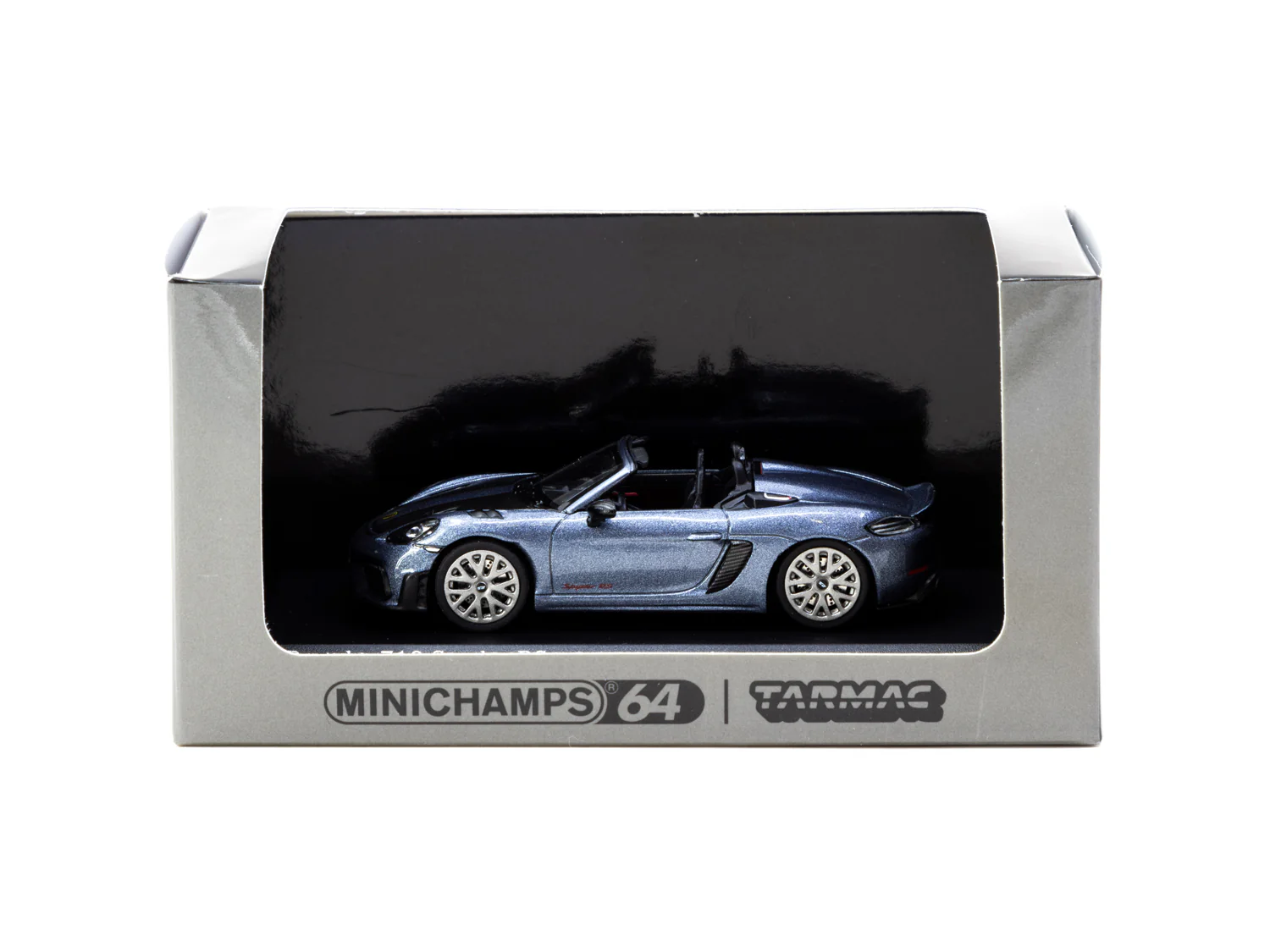 TARMAC WORKS COLLAB64 1/64 MINICHAMPS x Tarmac Works Porsche 718 Spyder RS  Vanadium Grey Metallic T64MC-008-VG - Image 2