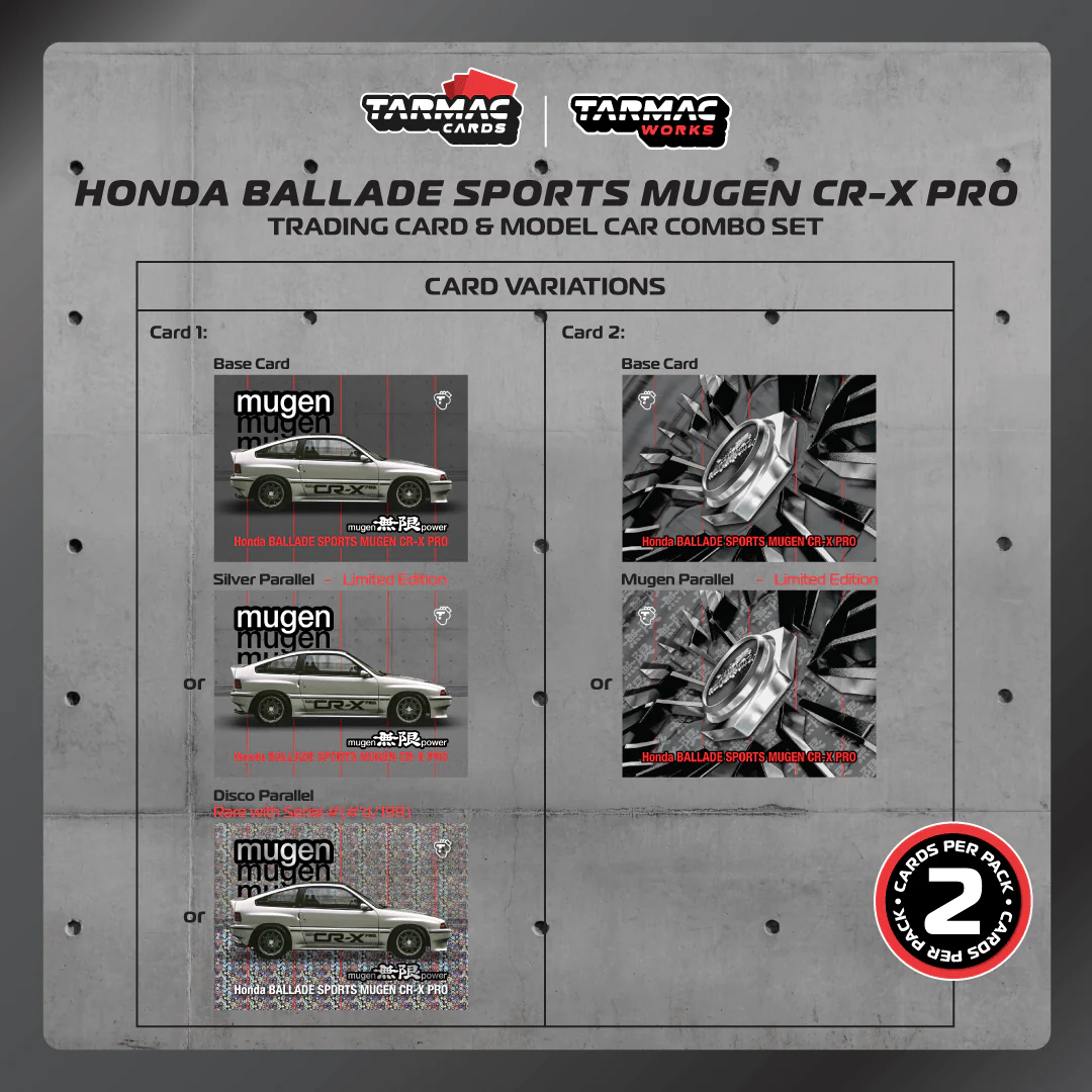 TARMAC WORKS GLOBAL64 1/64 HONDA Ballade Sports MUGEN CR-X PRO Silver Model Car + Trading Cards Combo Set T64G-TL058-SL - Image 2