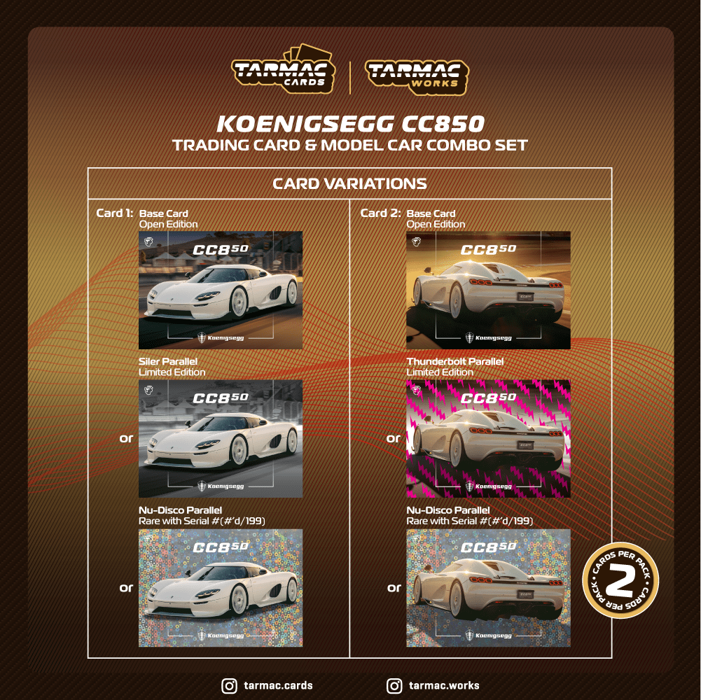 TARMAC WORKS GLOBAL64 1/64 Koenigsegg CC850 White Model Car + Trading Cards Combo Set T64G-TL051-WH - Image 2