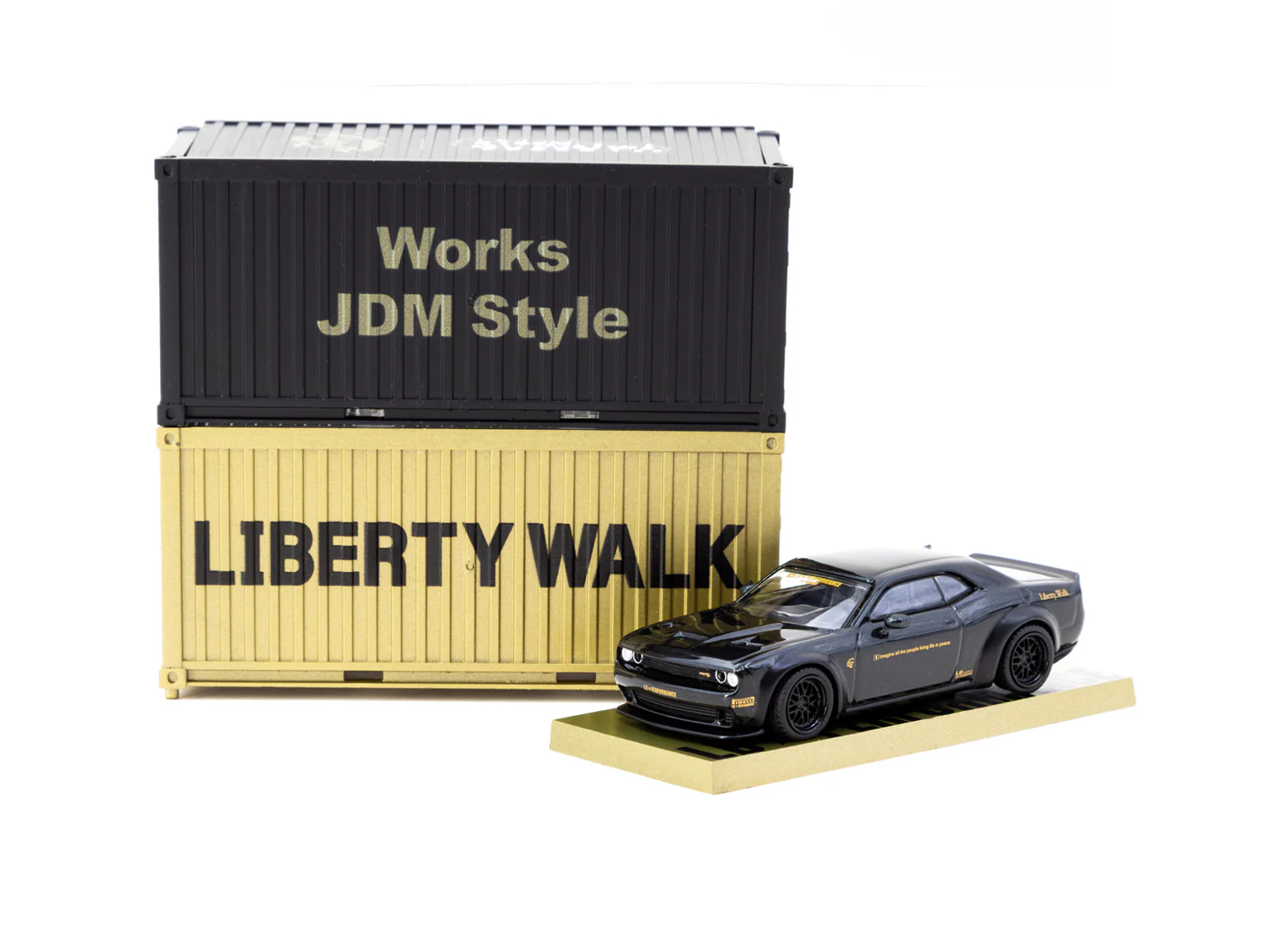 TARMAC WORKS GLOBAL64 1/64 LB-WORKS Dodge Challenger SRT Hellcat Black Metallic with 2 containers T64G-TL039-BK ** LIMIT ONE PER CUSTOMER ** - Image 2