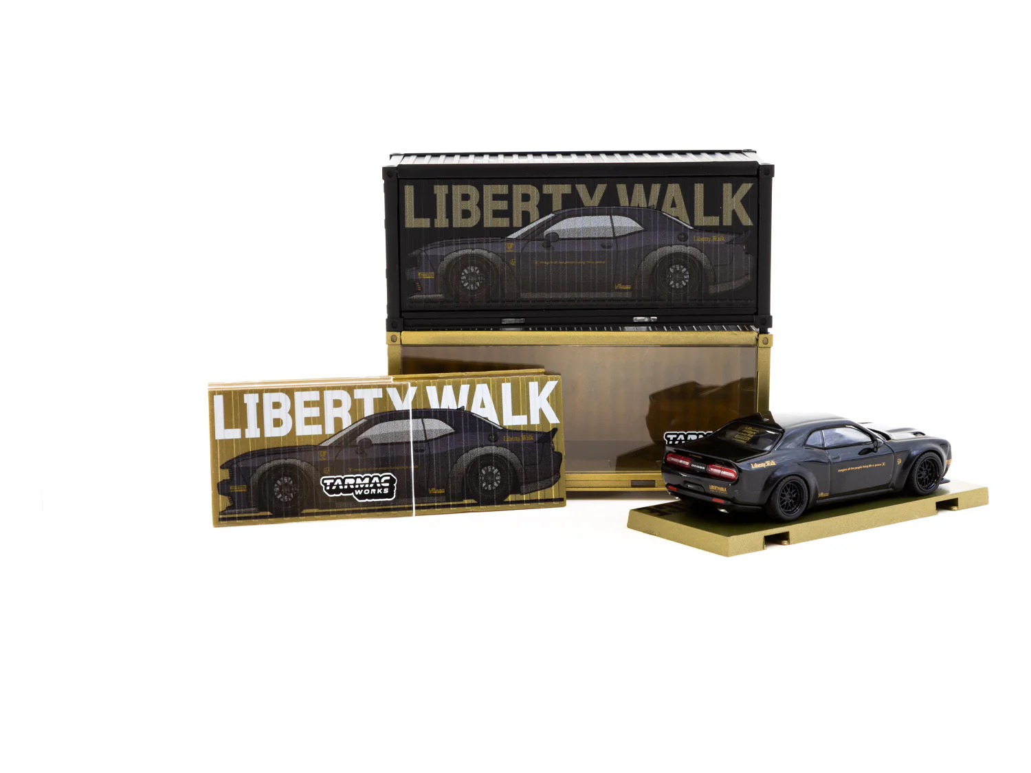 TARMAC WORKS GLOBAL64 1/64 LB-WORKS Dodge Challenger SRT Hellcat Black Metallic with 2 containers T64G-TL039-BK ** LIMIT ONE PER CUSTOMER ** - Image 3
