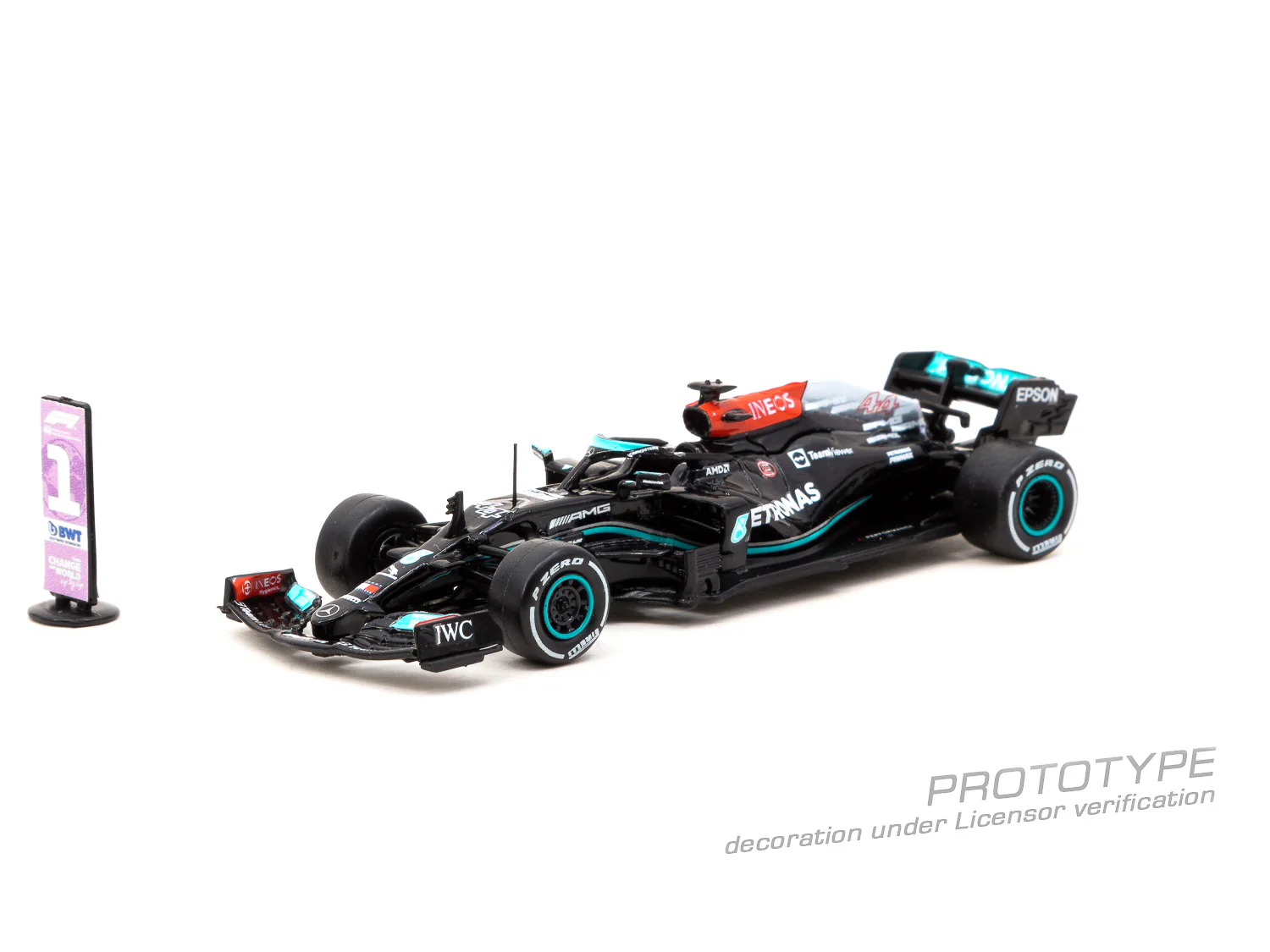 TARMAC WORKS GLOBAL64 1/64 Mercedes-AMG F1 W12 E Performance British Grand Prix 2021 Winner Lewis Hamilton T64G-F037-LH1 - Image 2