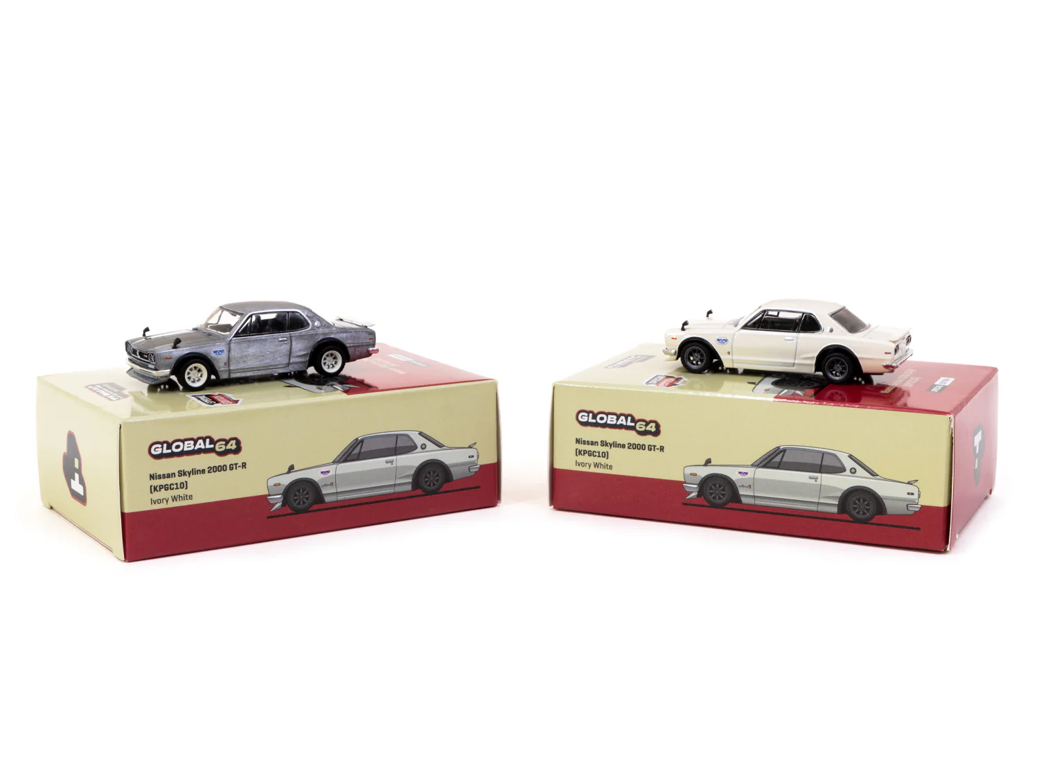Tarmac Works GLOBAL64 1/64 Nissan Skyline 2000 GT-R (KPGC10) Ivory White Special Edition T64G-043-WH - Image 4