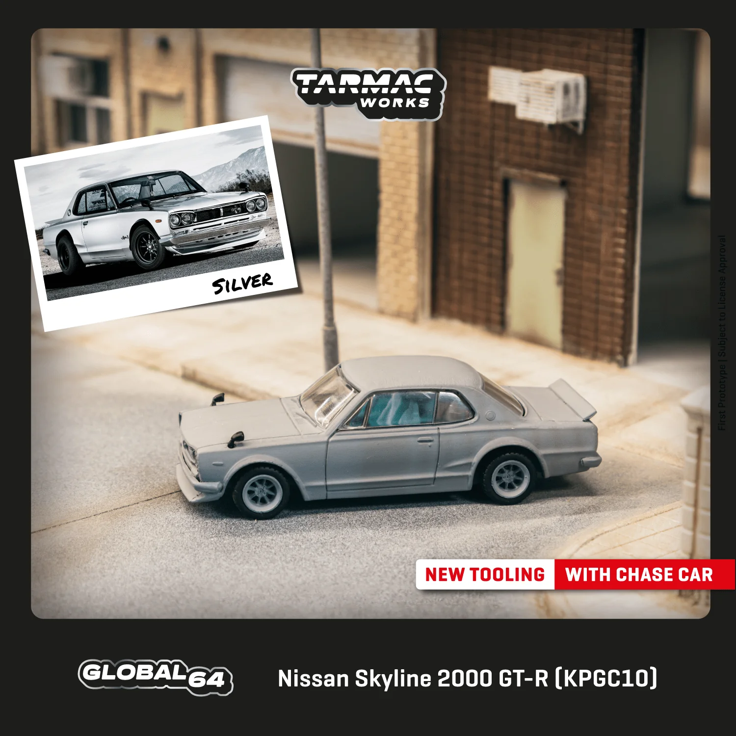TARMAC WORKS GLOBAL64 1/64 Nissan Skyline 2000 GT-R (KPGC10) Silver T64G-043-SL - Image 4